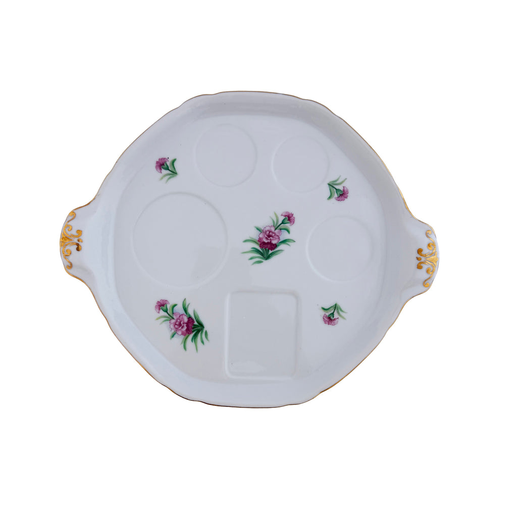 Pink Floral Porcelain Relish Tray Ucagco China 10.5" Made in Japan
