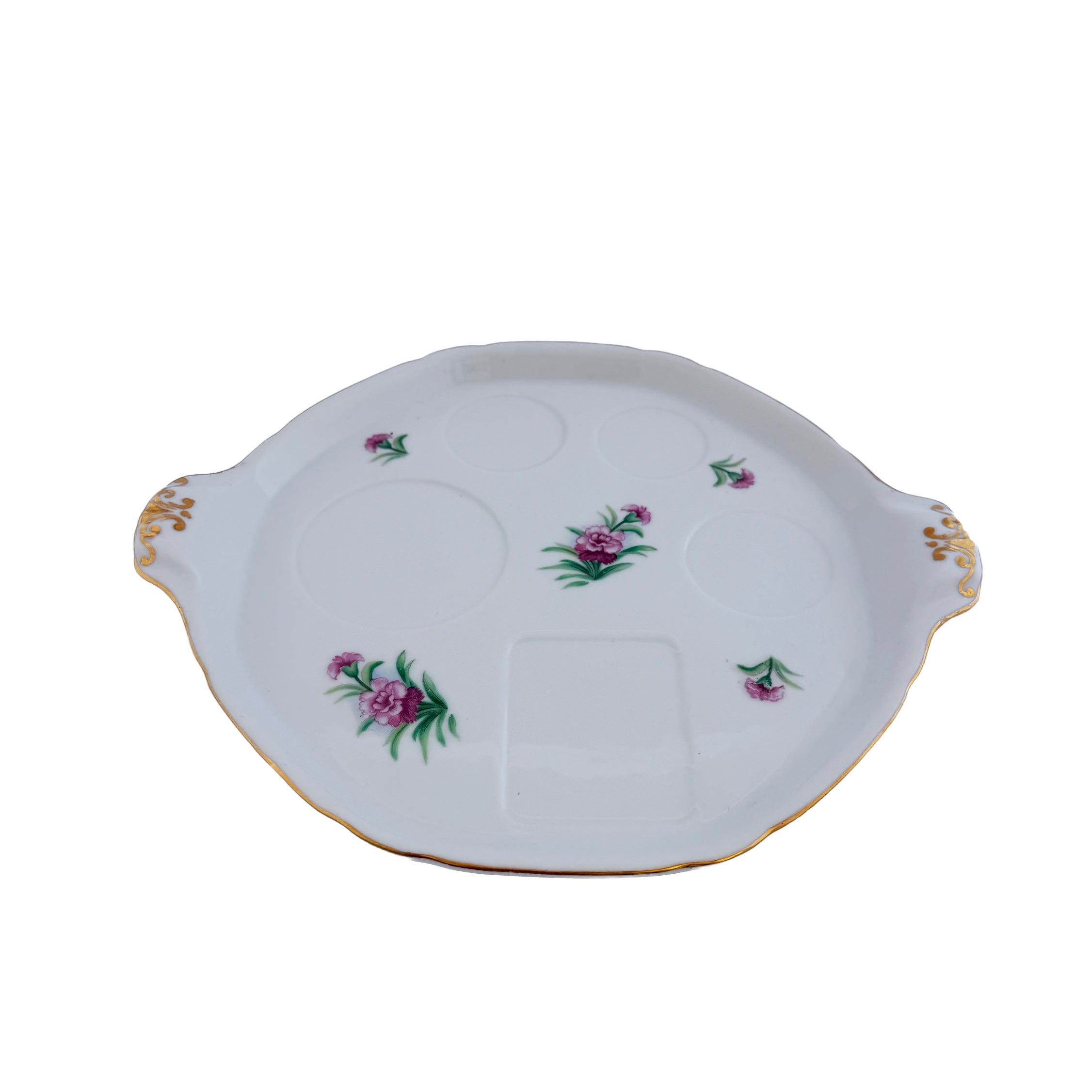 Pink Floral Porcelain Relish Tray Ucagco China 10.5" Made in Japan