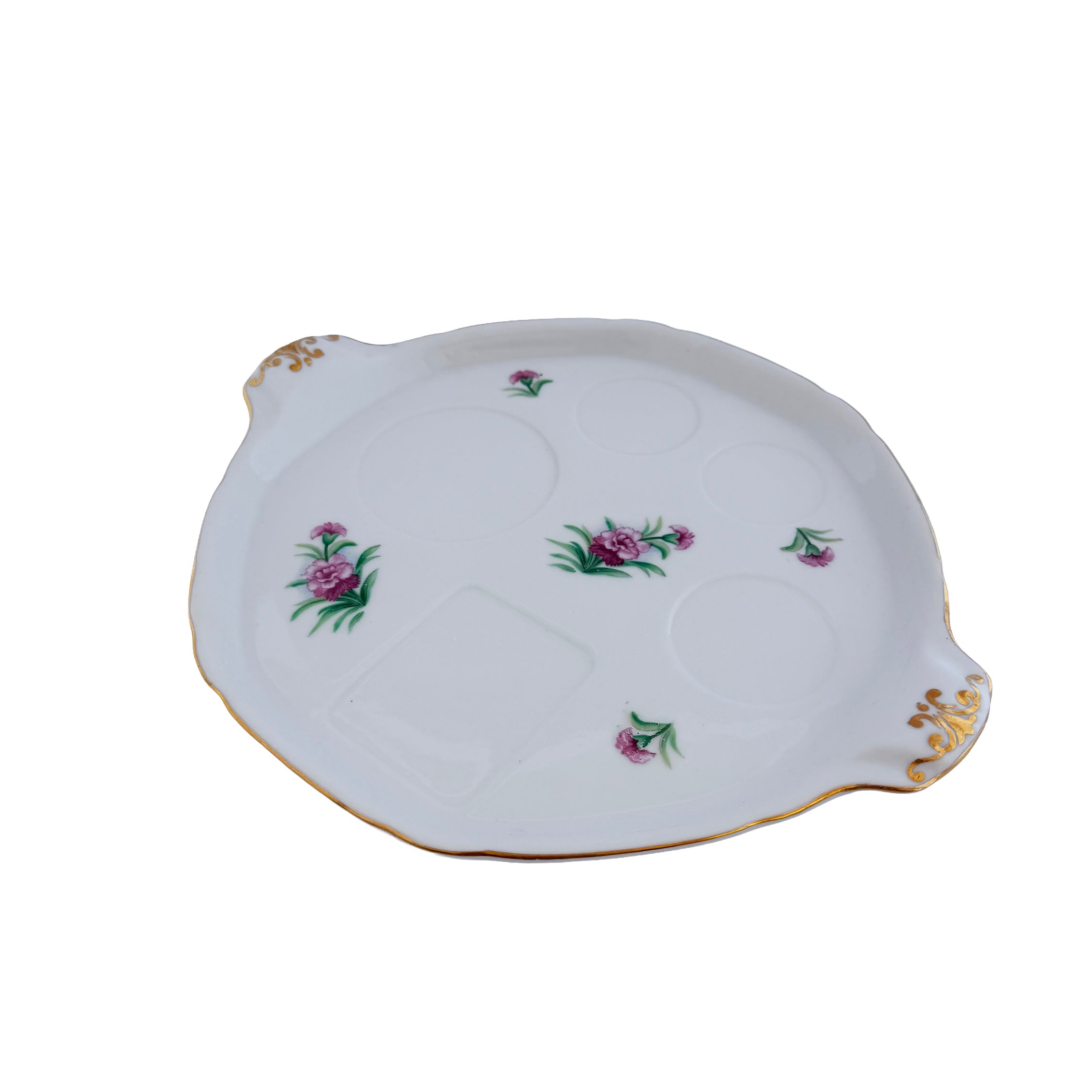 Pink Floral Porcelain Relish Tray Ucagco China 10.5" Made in Japan