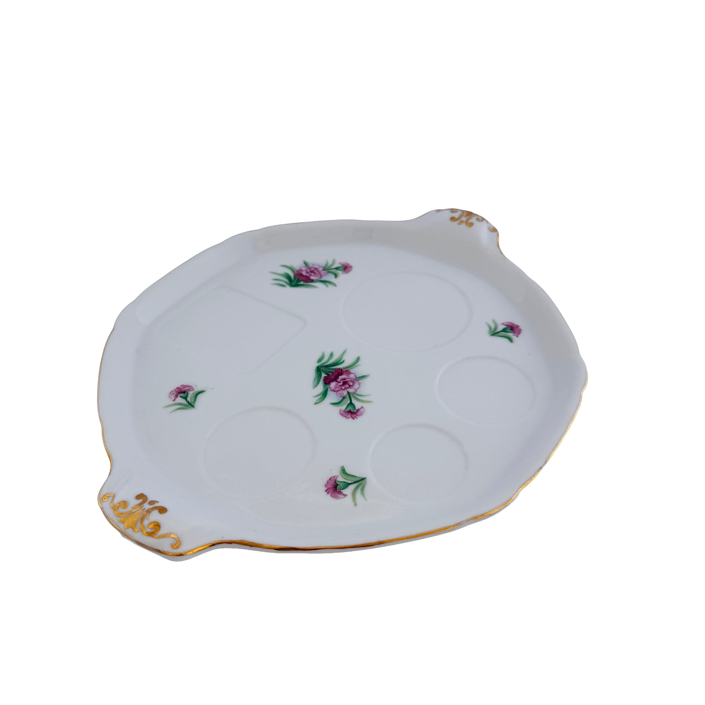 Pink Floral Porcelain Relish Tray Ucagco China 10.5" Made in Japan