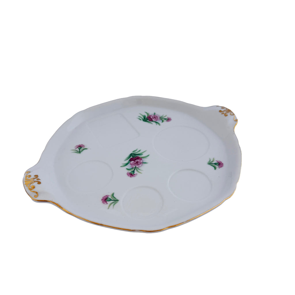 Pink Floral Porcelain Relish Tray Ucagco China 10.5" Made in Japan