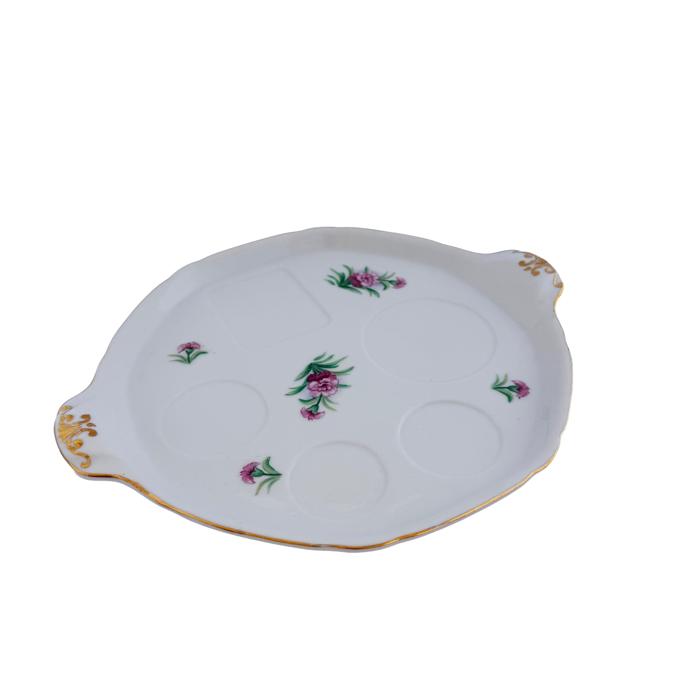Pink Floral Porcelain Relish Tray Ucagco China 10.5" Made in Japan