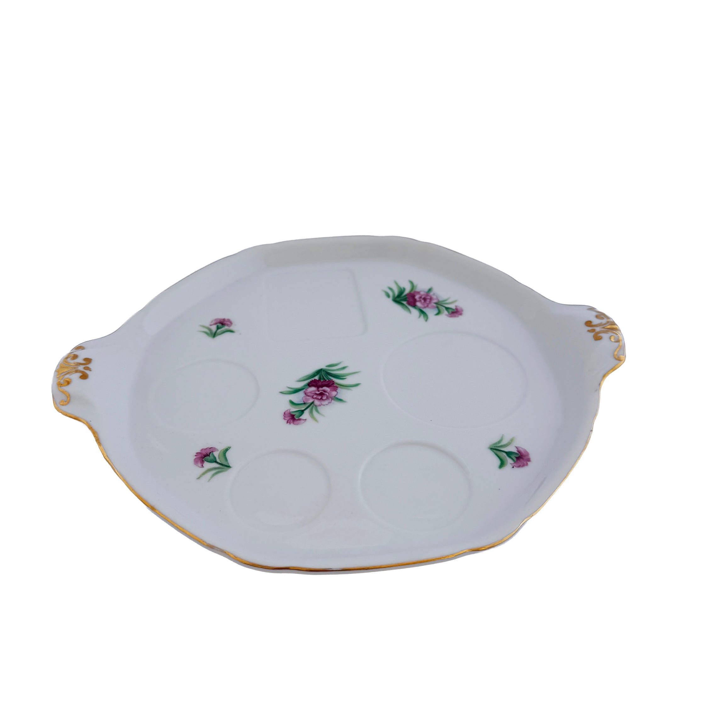 Pink Floral Porcelain Relish Tray Ucagco China 10.5" Made in Japan
