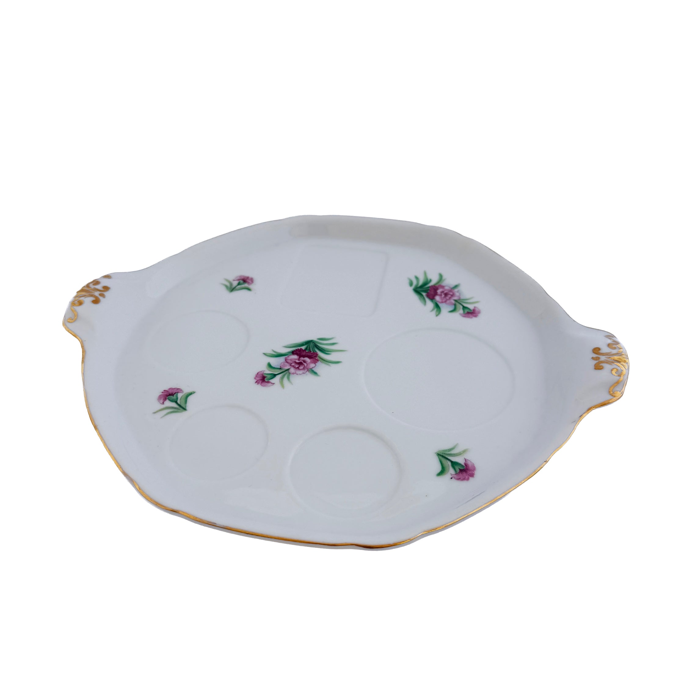 Pink Floral Porcelain Relish Tray Ucagco China 10.5" Made in Japan