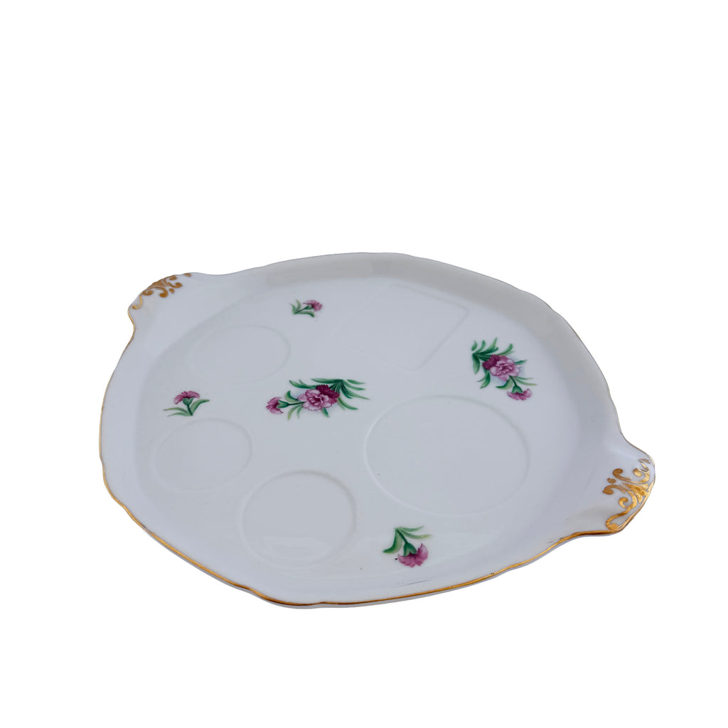 Pink Floral Porcelain Relish Tray Ucagco China 10.5" Made in Japan