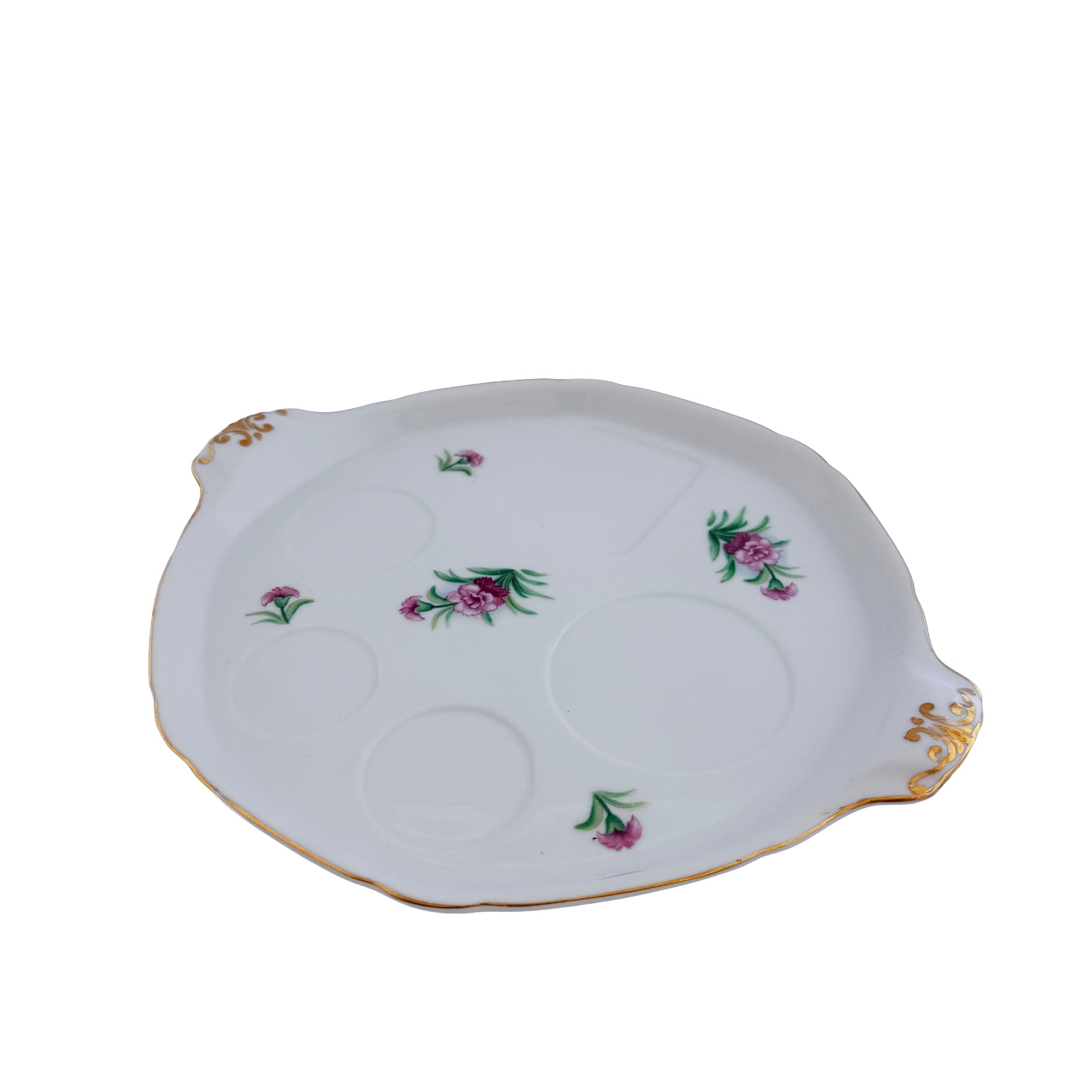 Pink Floral Porcelain Relish Tray Ucagco China 10.5" Made in Japan