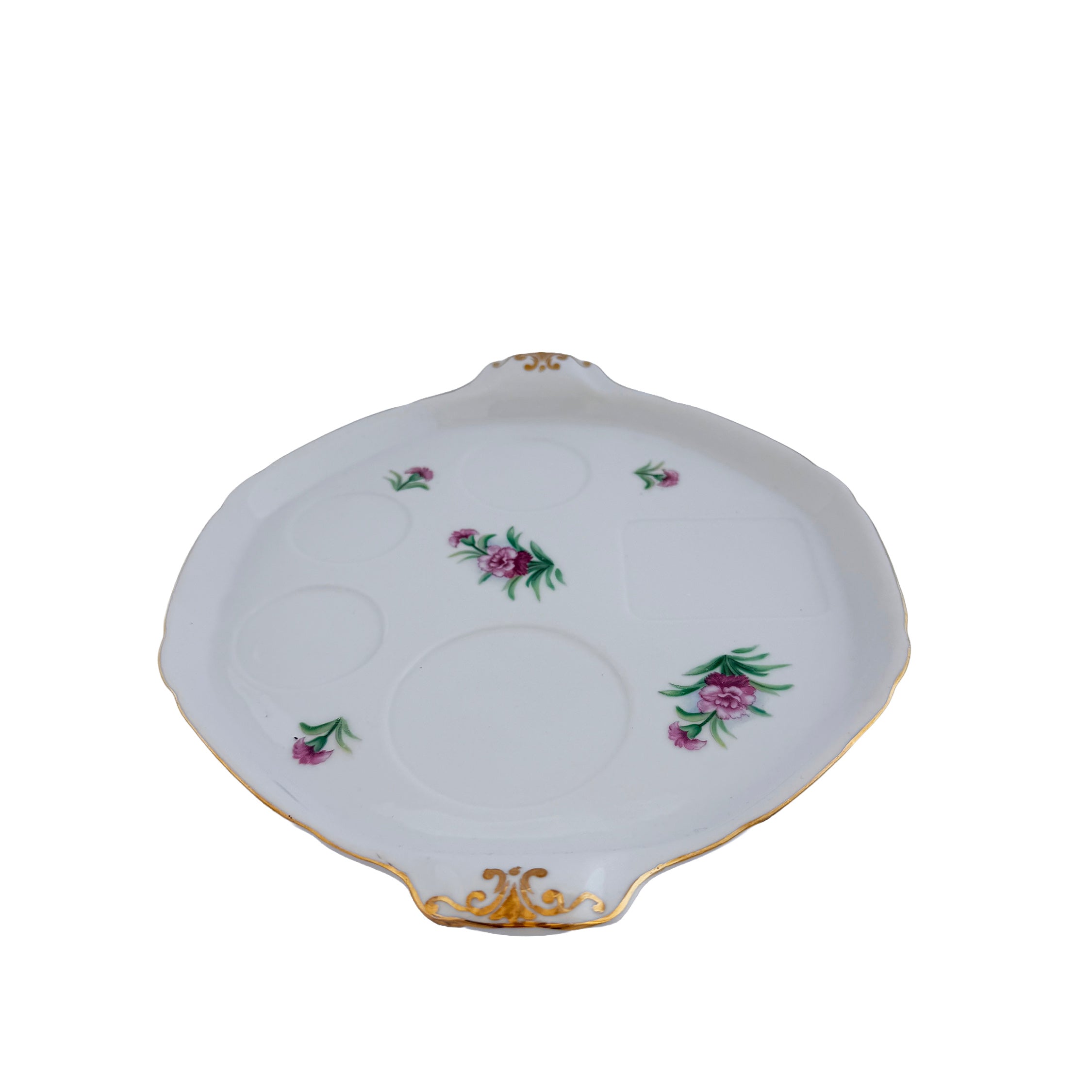 Pink Floral Porcelain Relish Tray Ucagco China 10.5" Made in Japan