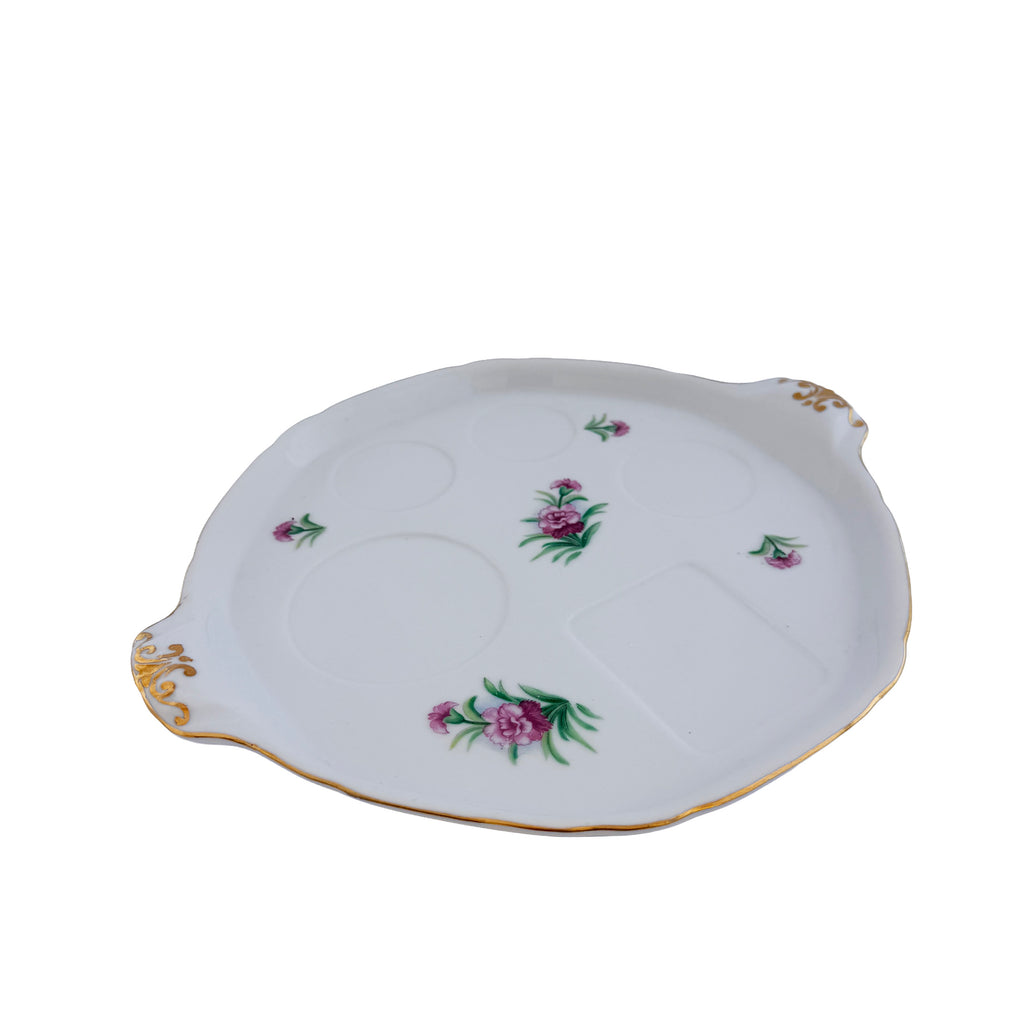 Pink Floral Porcelain Relish Tray Ucagco China 10.5" Made in Japan