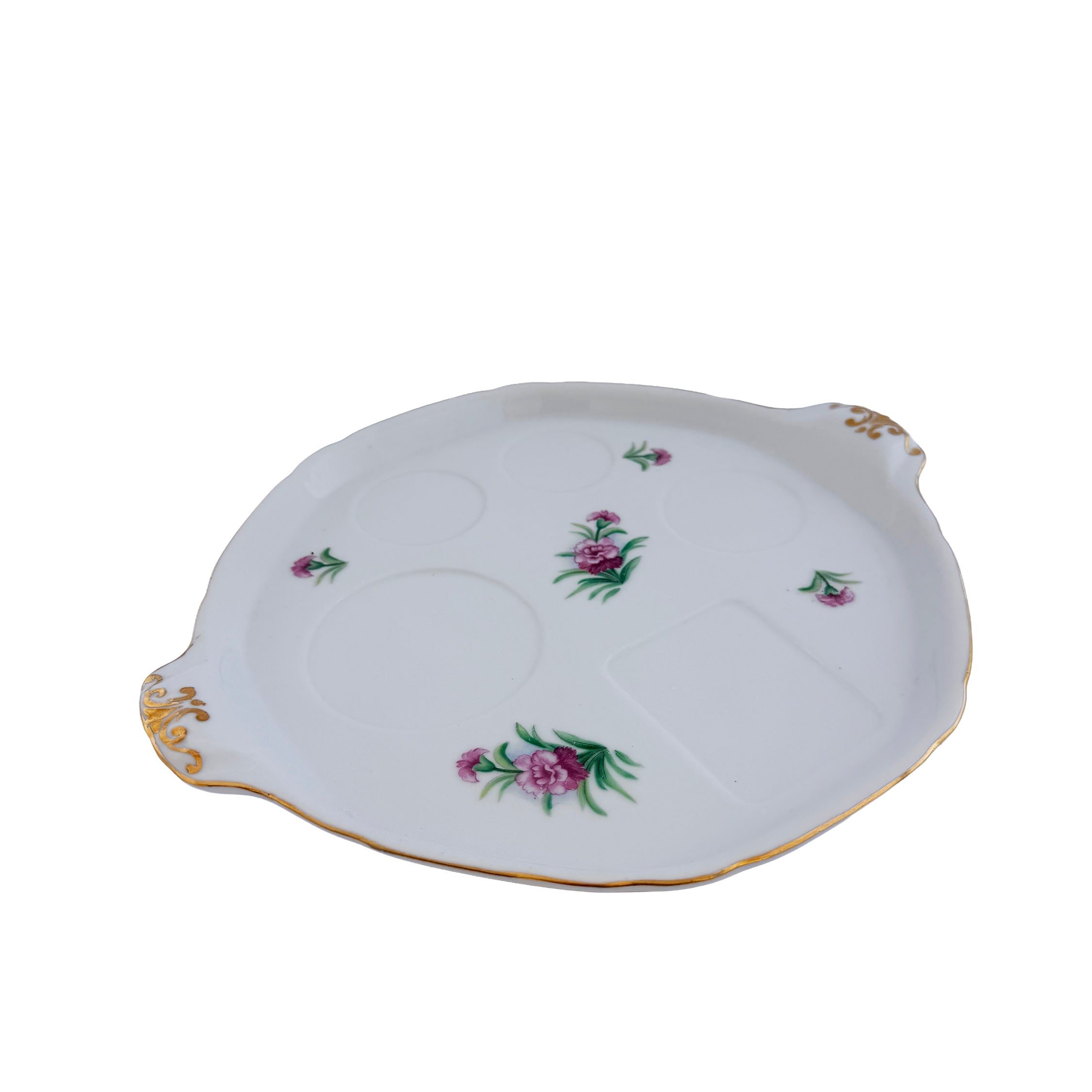 Pink Floral Porcelain Relish Tray Ucagco China 10.5" Made in Japan