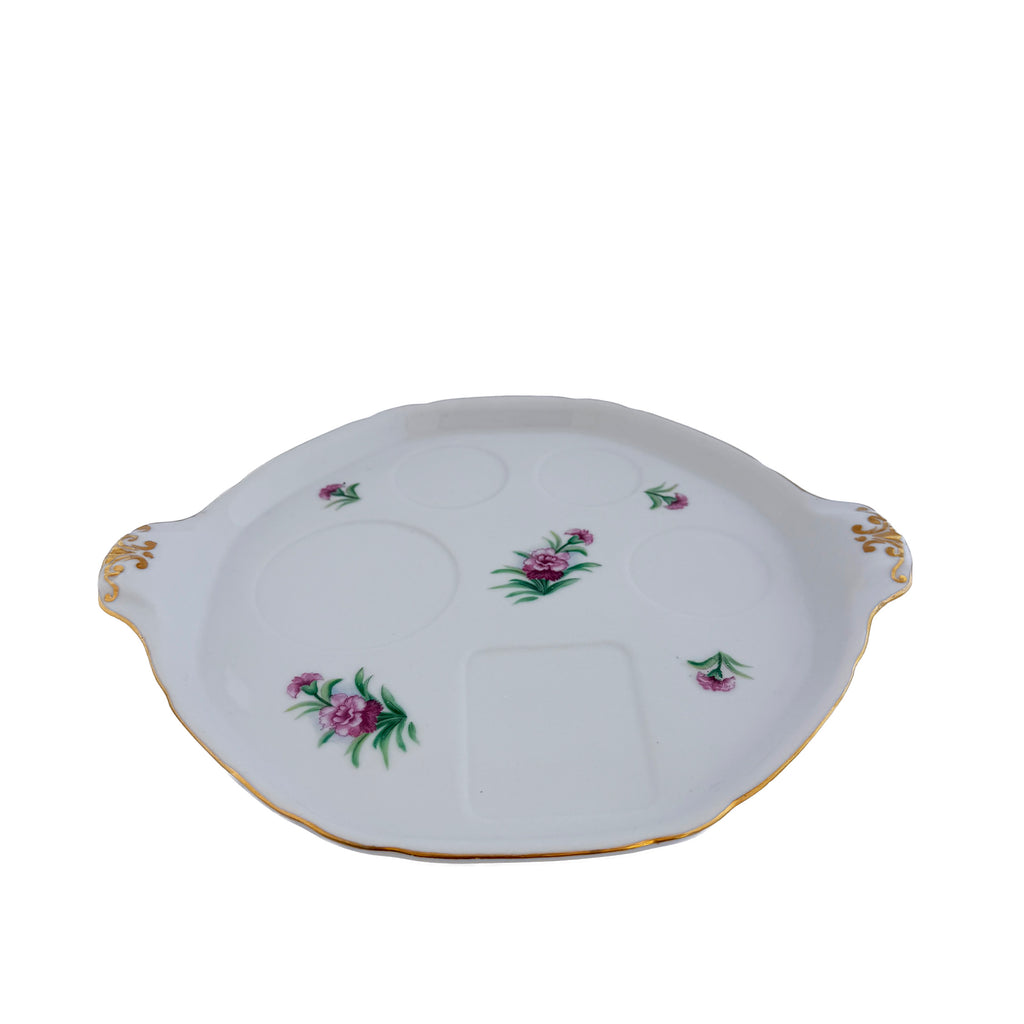 Pink Floral Porcelain Relish Tray Ucagco China 10.5" Made in Japan