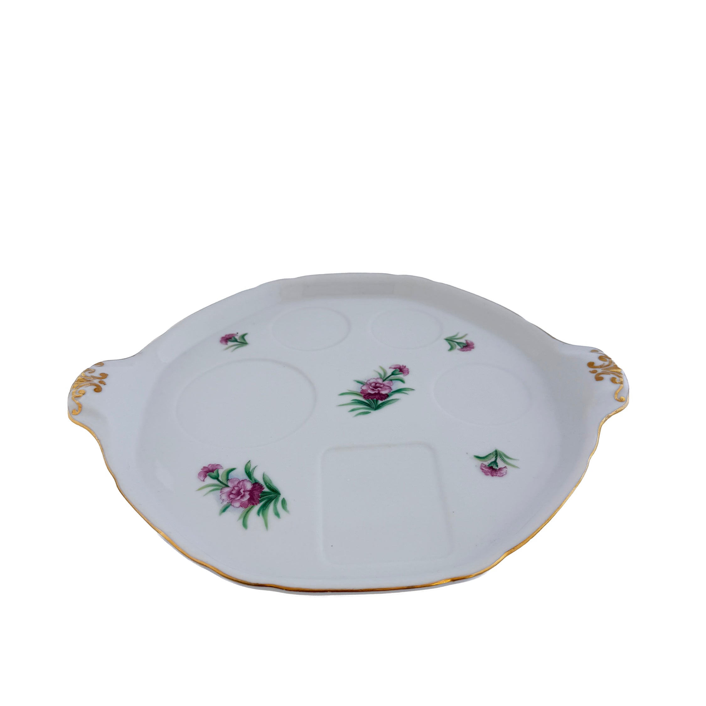 Pink Floral Porcelain Relish Tray Ucagco China 10.5" Made in Japan