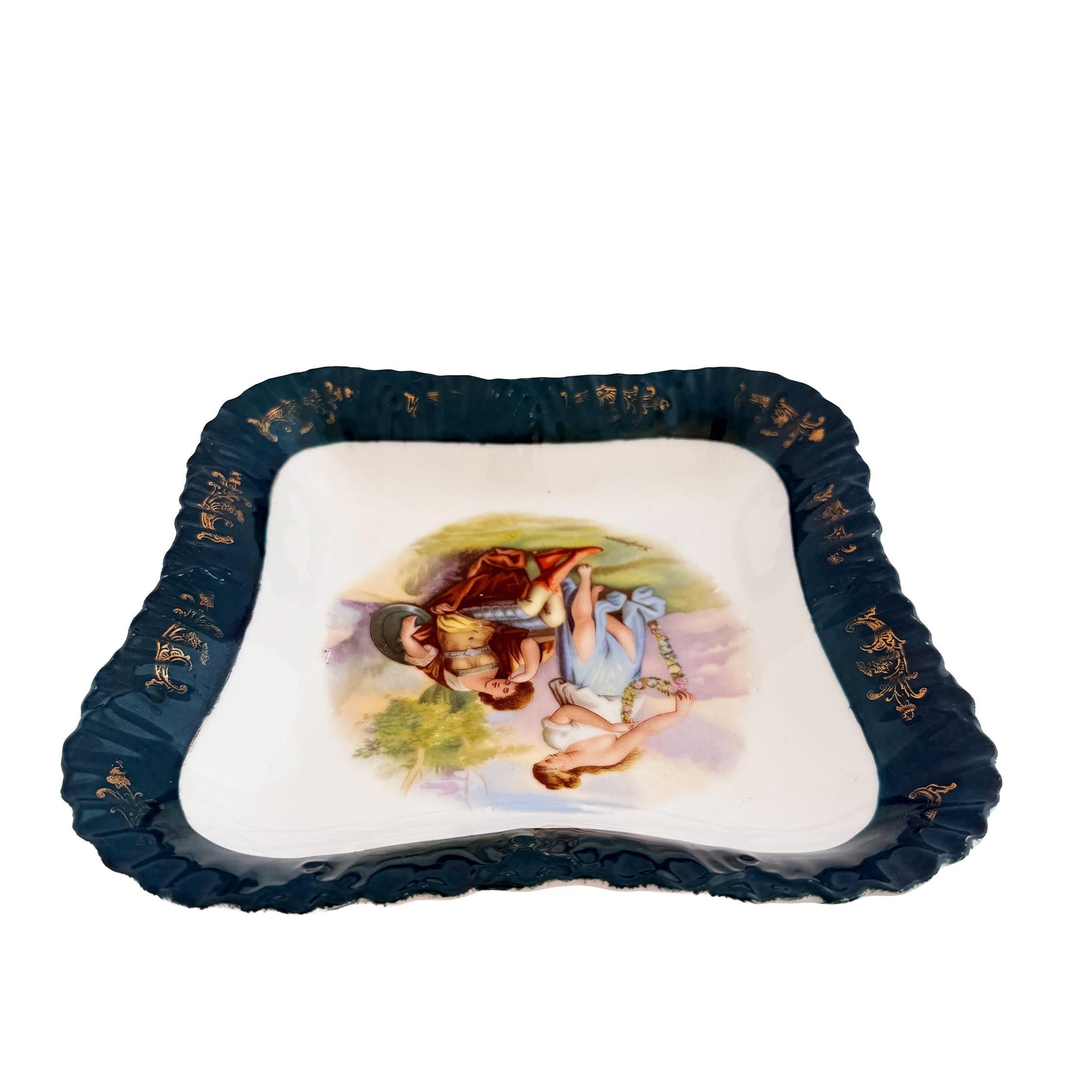 Victorian Cobalt Blue Cabinet Plate | Victoria Carlsbad Austria circa 1890 | Antique Wall Decor