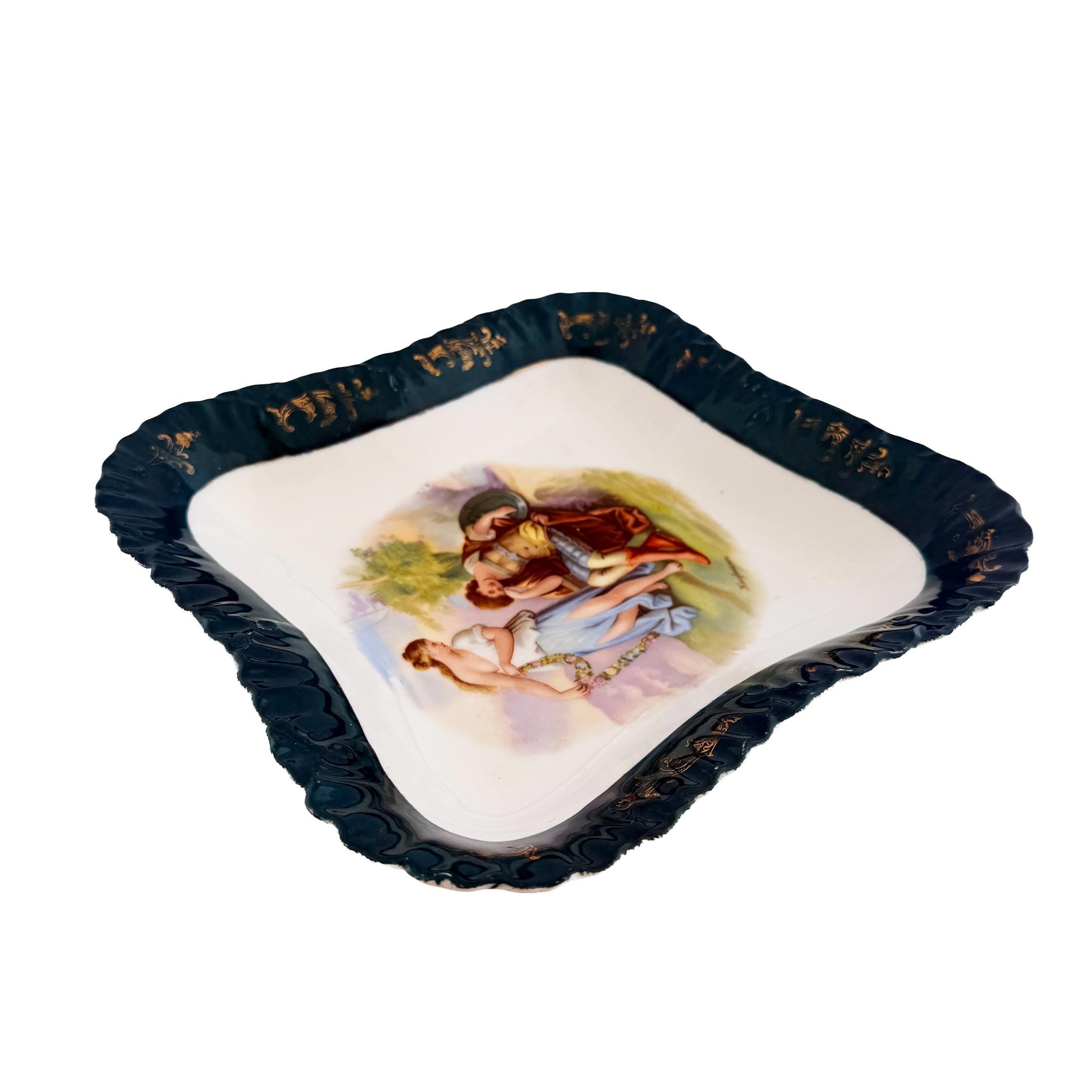 Victorian Cobalt Blue Cabinet Plate | Victoria Carlsbad Austria circa 1890 | Antique Wall Decor