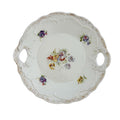 Antique White Floral Porcelain Handled Cake Plate 9" | Early 20th Century | Cottagecore Decor