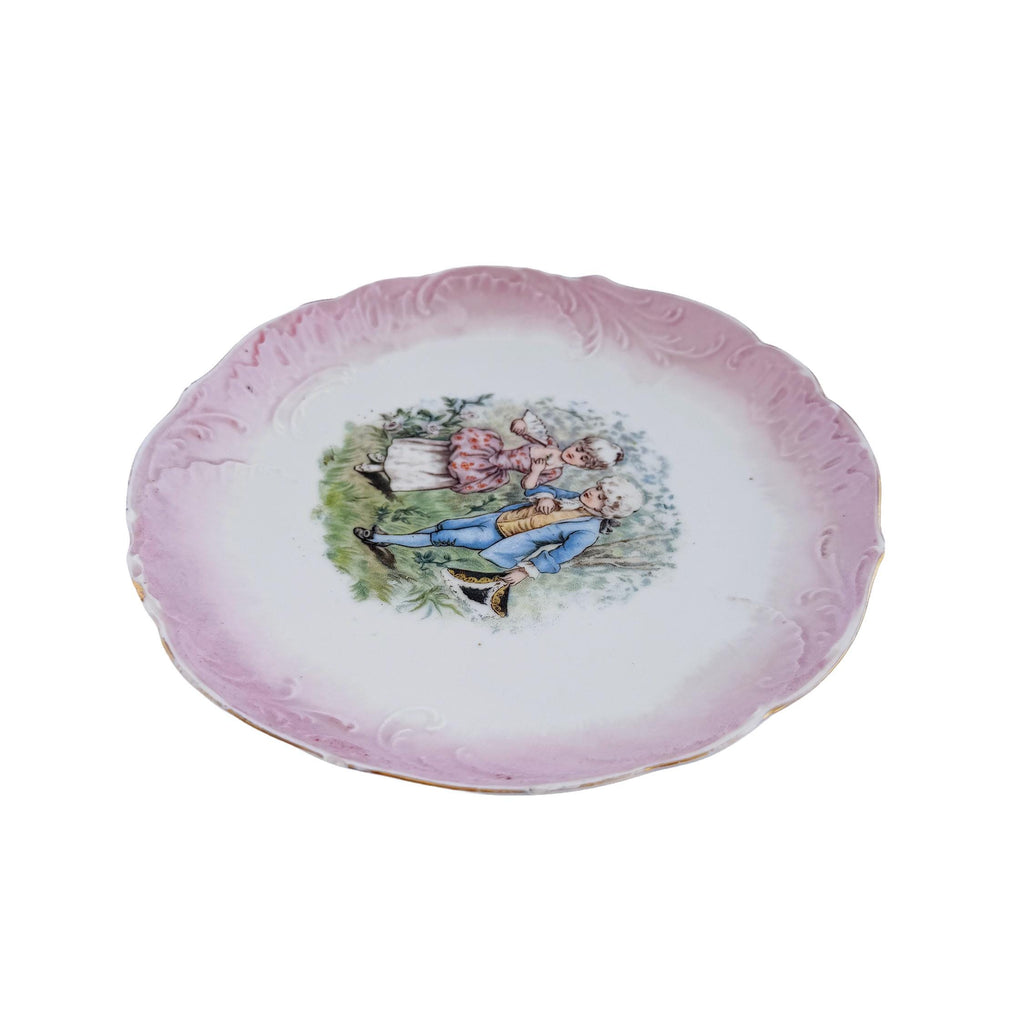 Antique Limoges Porcelain Cabinet Plate – Jean Pouyat, Pink Courting Scene