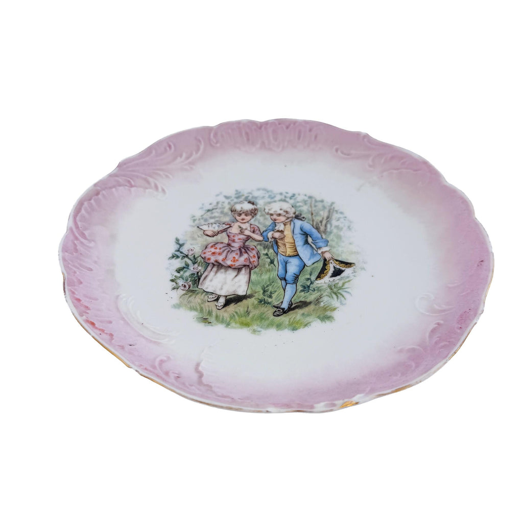 Antique Limoges Porcelain Cabinet Plate – Jean Pouyat, Pink Courting Scene