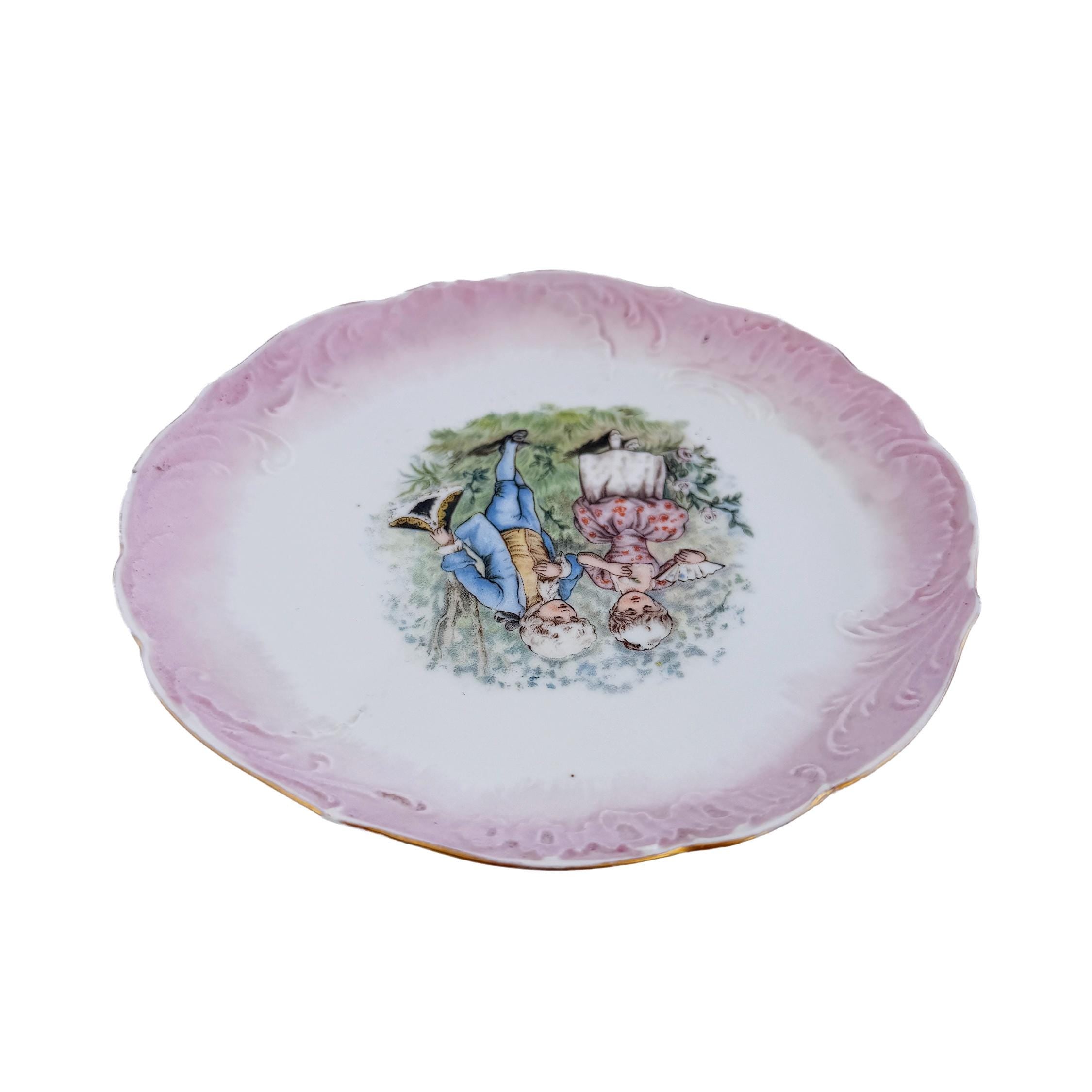 Antique Limoges Porcelain Cabinet Plate – Jean Pouyat, Pink Courting Scene