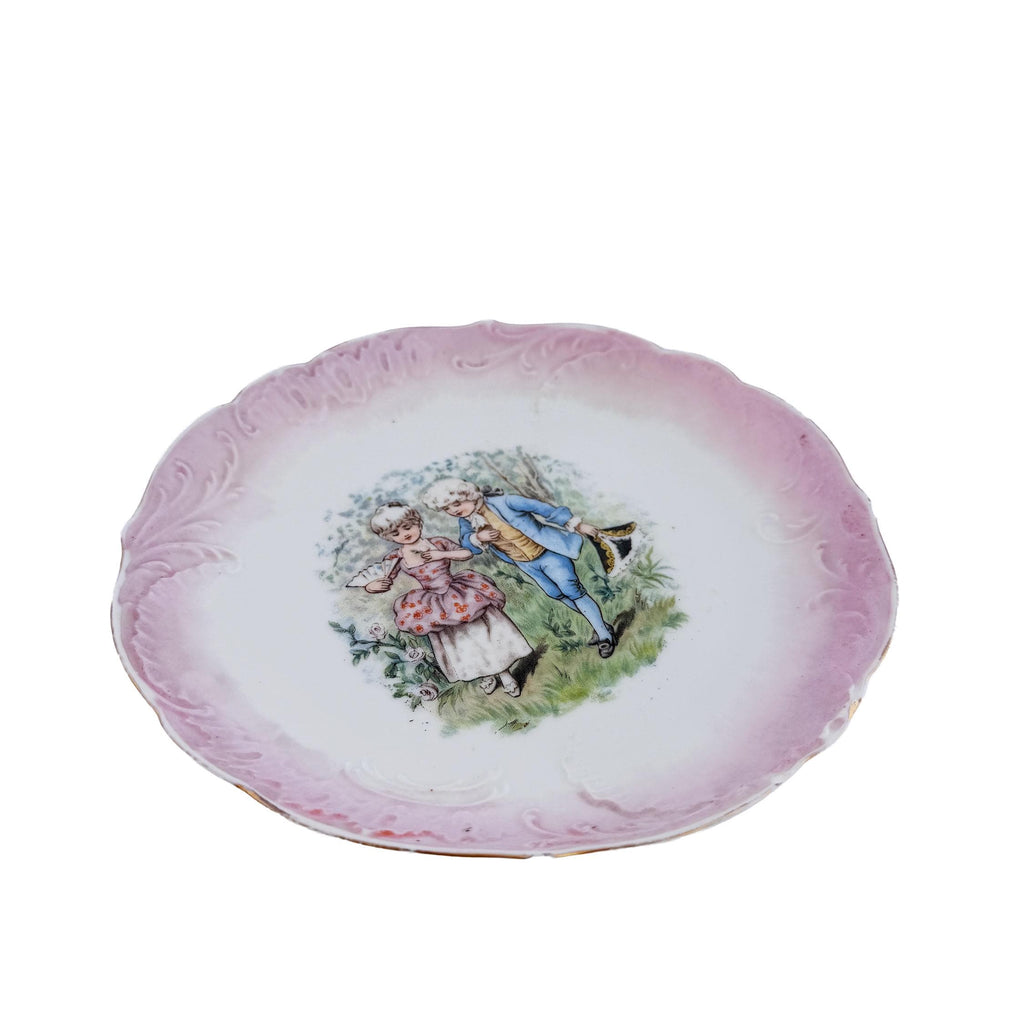 Antique Limoges Porcelain Cabinet Plate – Jean Pouyat, Pink Courting Scene