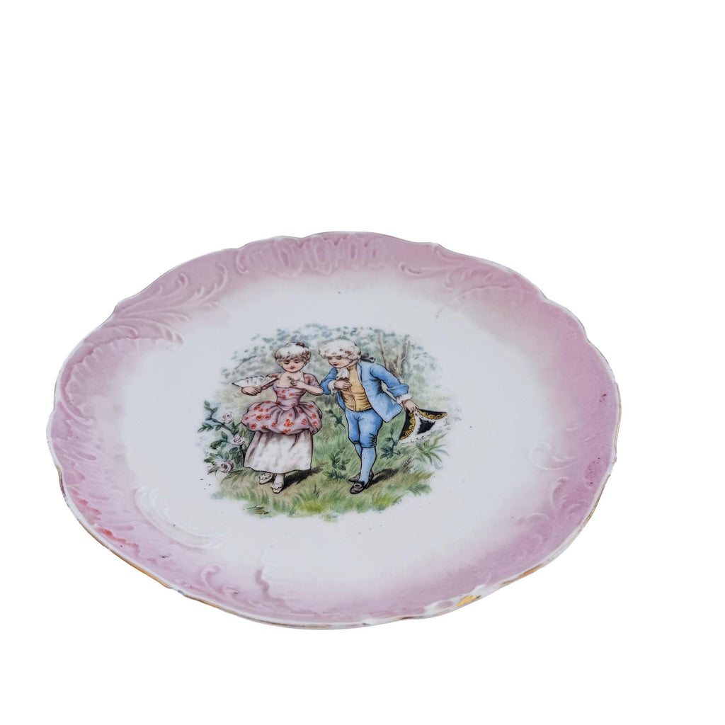 Antique Limoges Porcelain Cabinet Plate – Jean Pouyat, Pink Courting Scene