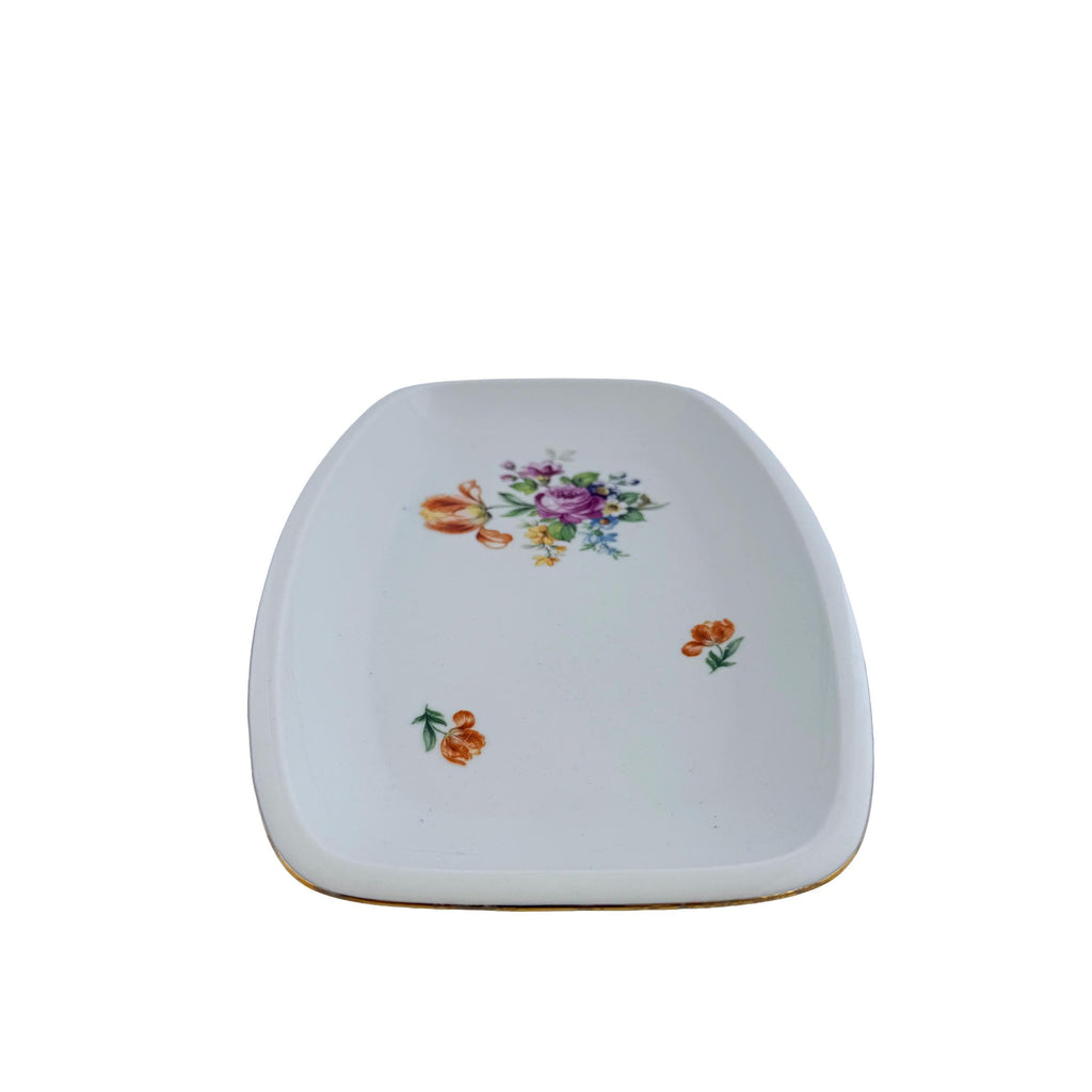 1970s Kahla Tonika Floral Porcelain Serving Tray German Democratic Republic 11"x7"x1"