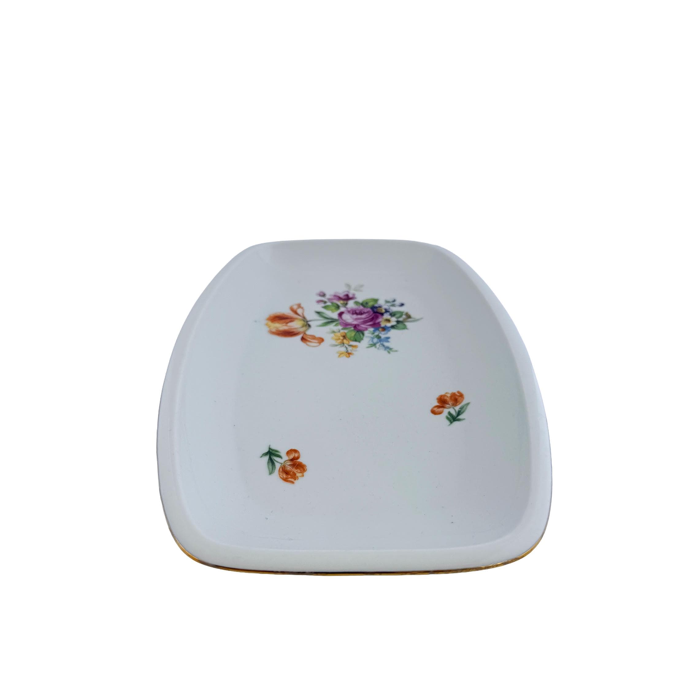 1970s Kahla Tonika Floral Porcelain Serving Tray German Democratic Republic 11"x7"x1"