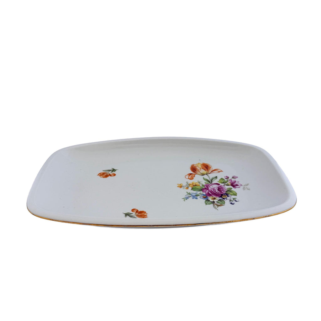 1970s Kahla Tonika Floral Porcelain Serving Tray German Democratic Republic 11"x7"x1"
