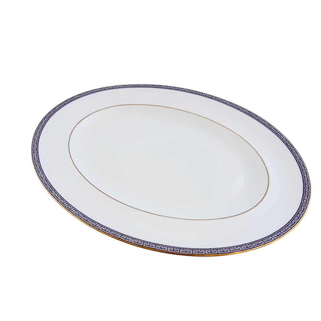 Wedgwood Palatia Bone China Serving Platter – Blue Greek Key, Made in England