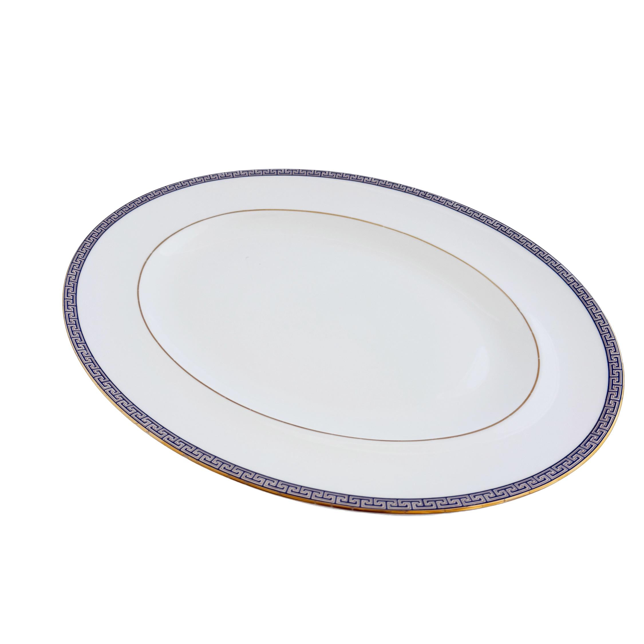 Wedgwood Palatia Bone China Serving Platter – Blue Greek Key, Made in England
