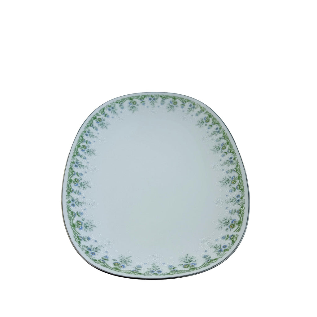 Vintage Noritake Dee Platter: Blue Green Floral Fine China Serving Dish (13"x9")