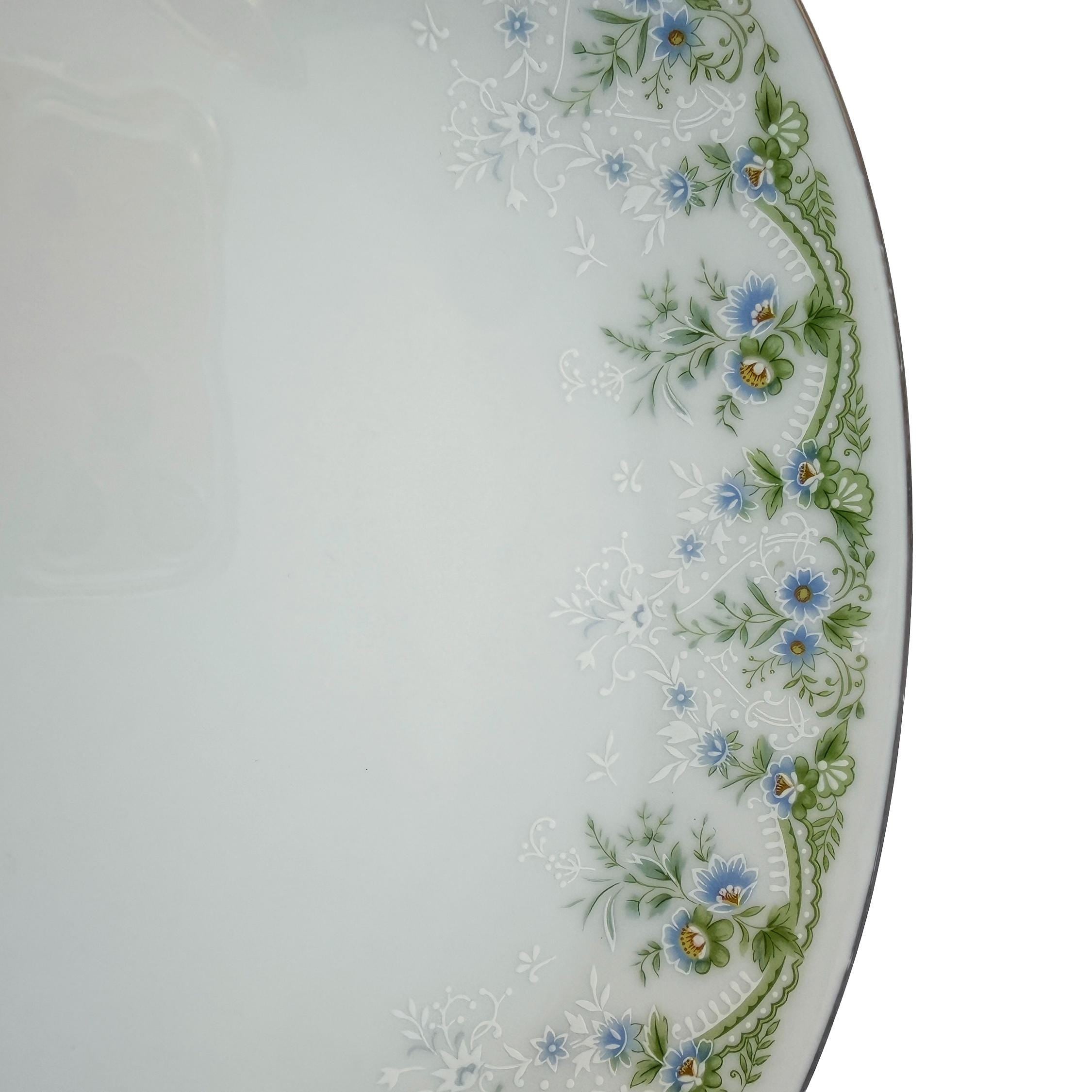 Vintage Noritake Dee Platter: Blue Green Floral Fine China Serving Dish (13"x9")