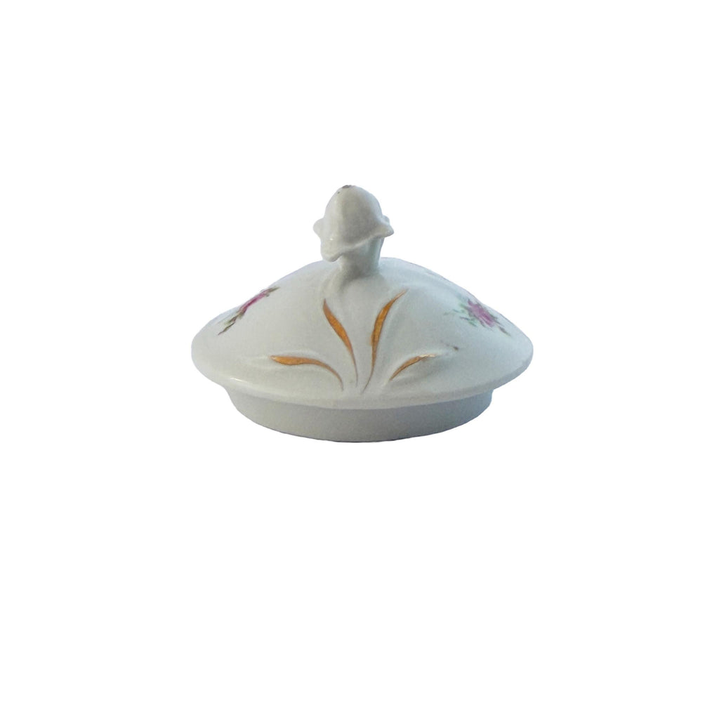 Early 20th Century Pink Rose Porcelain Lidded Sugar Bowl with Gold Trim