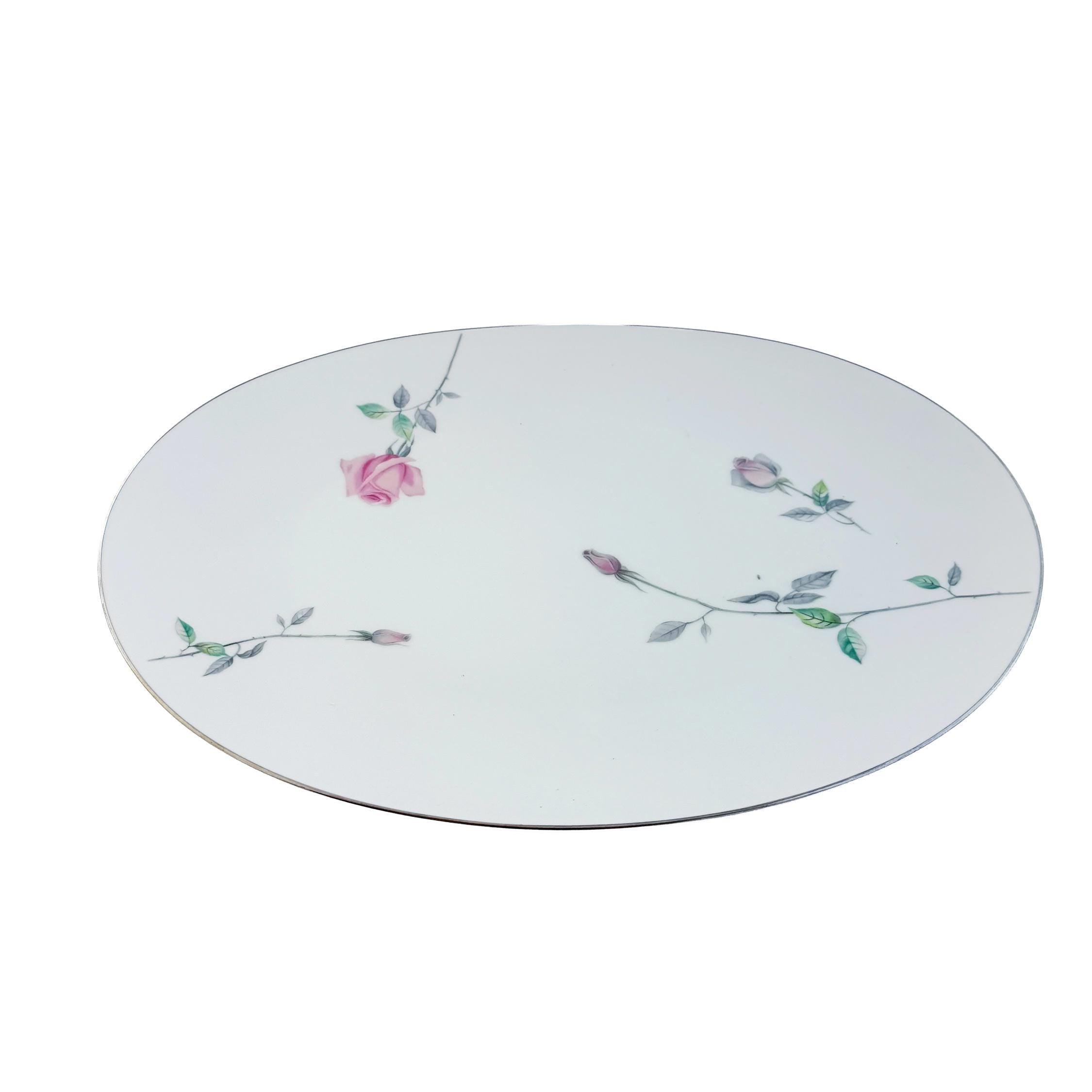 Vintage Sango Etude Pink Rose Oval Serving Platter 16"x12"