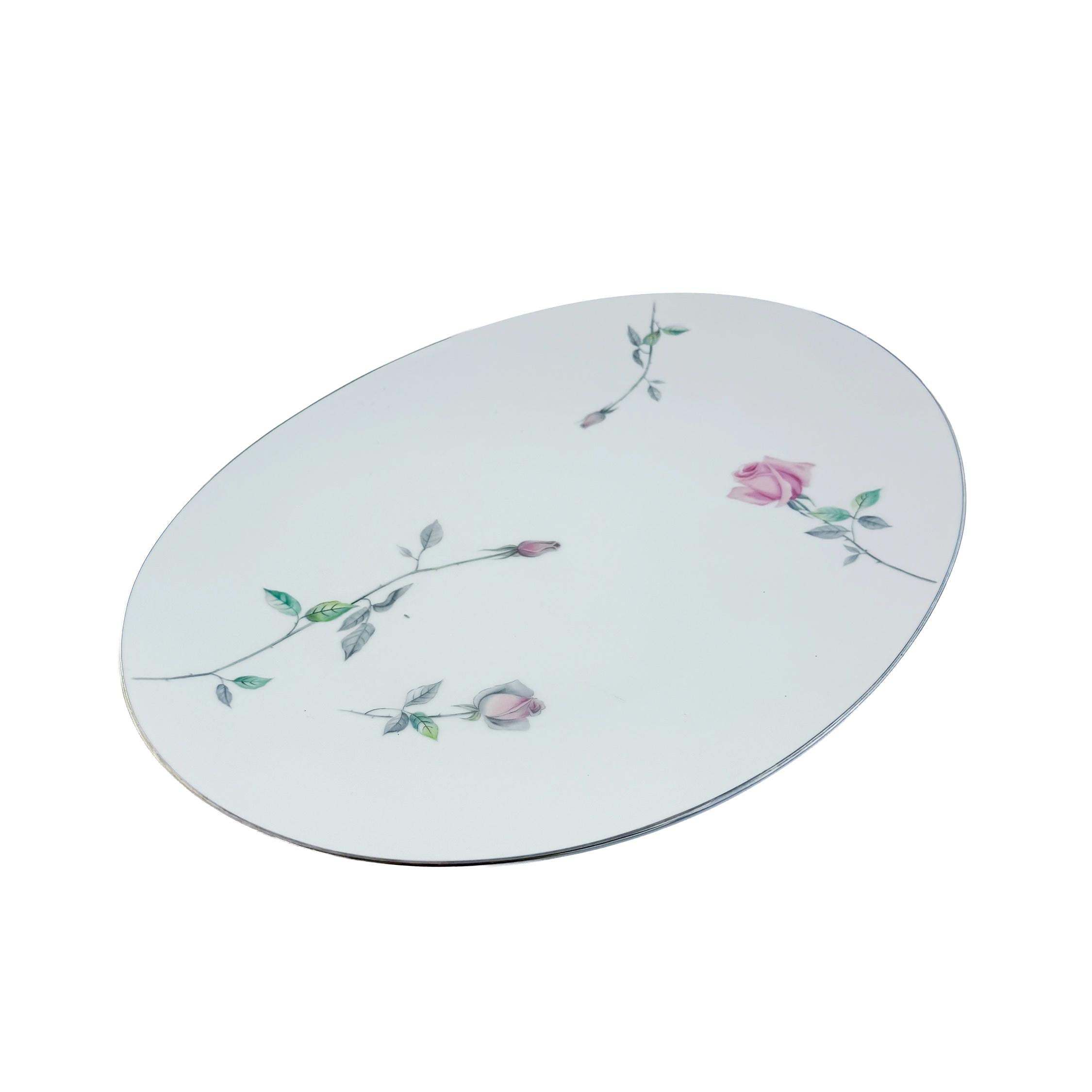 Vintage Sango Etude Pink Rose Oval Serving Platter 16"x12"