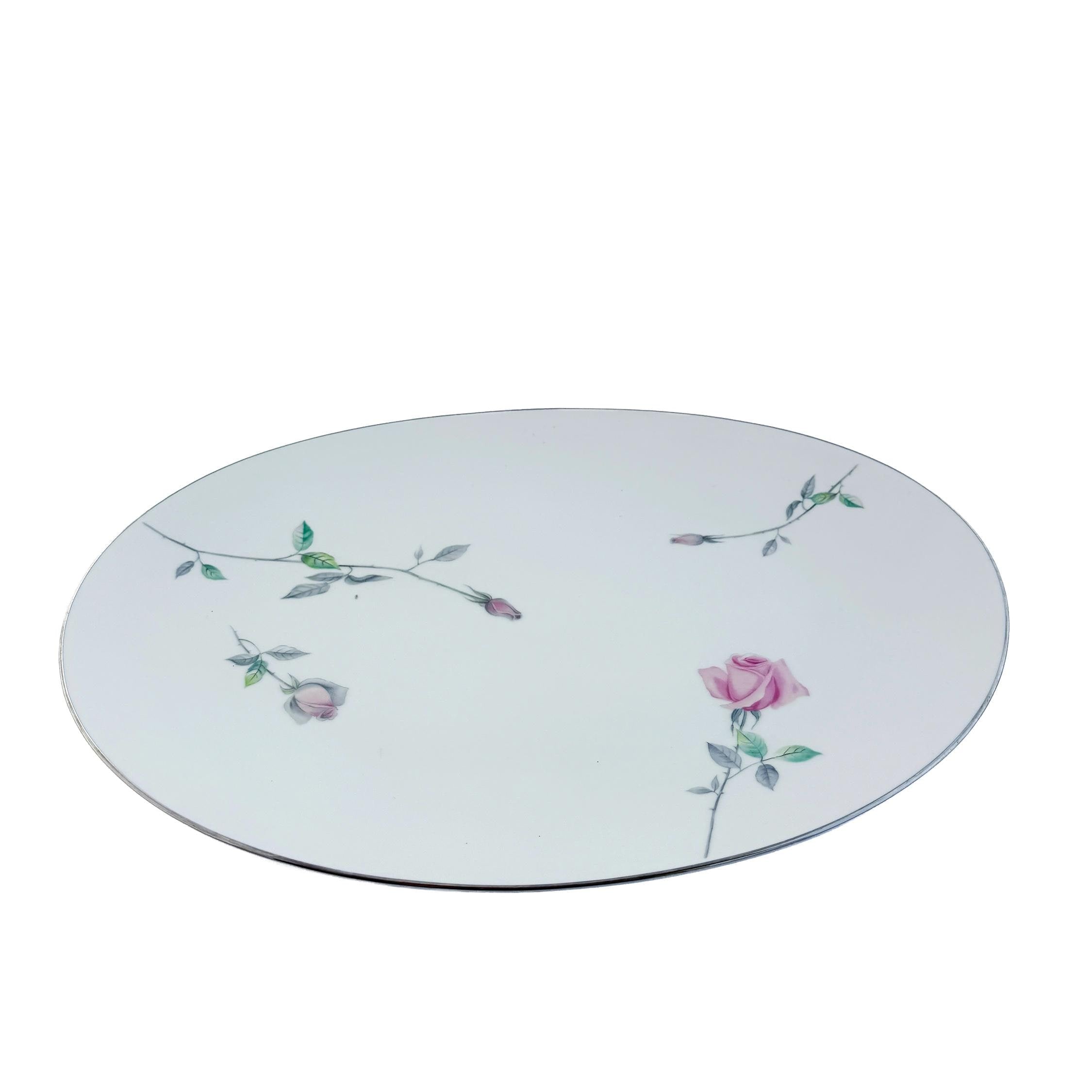 Vintage Sango Etude Pink Rose Oval Serving Platter 16"x12"