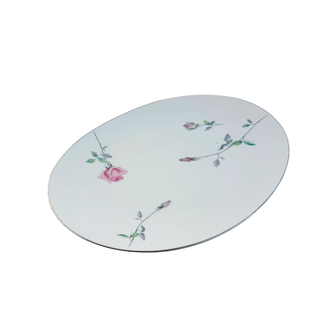 Vintage Sango Etude Pink Rose Oval Serving Platter 16"x12"