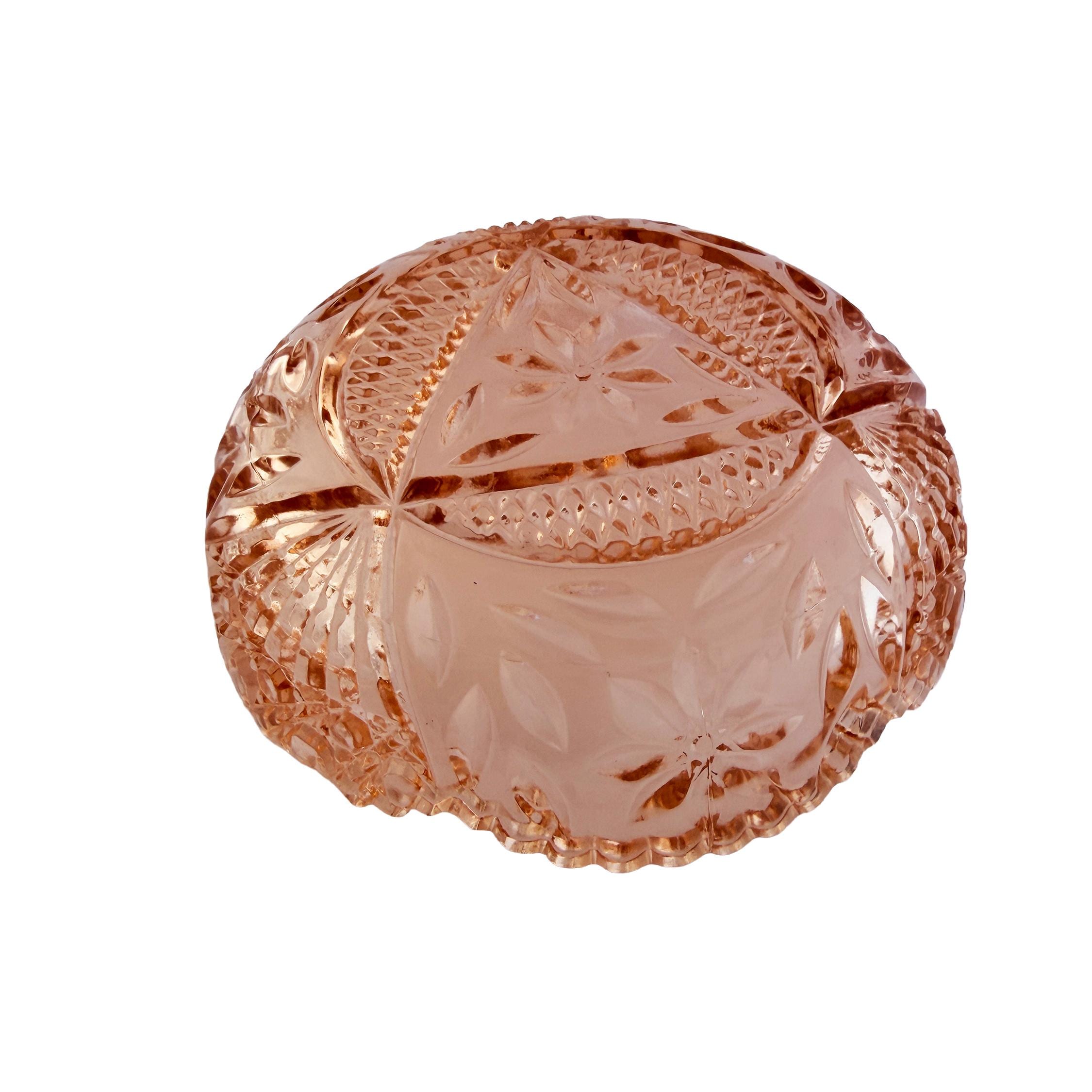 Vintage Pink Pressed Glass Bowl 8" | Depression Style Star & Fan Candy Dish | Cottagecore Decor
