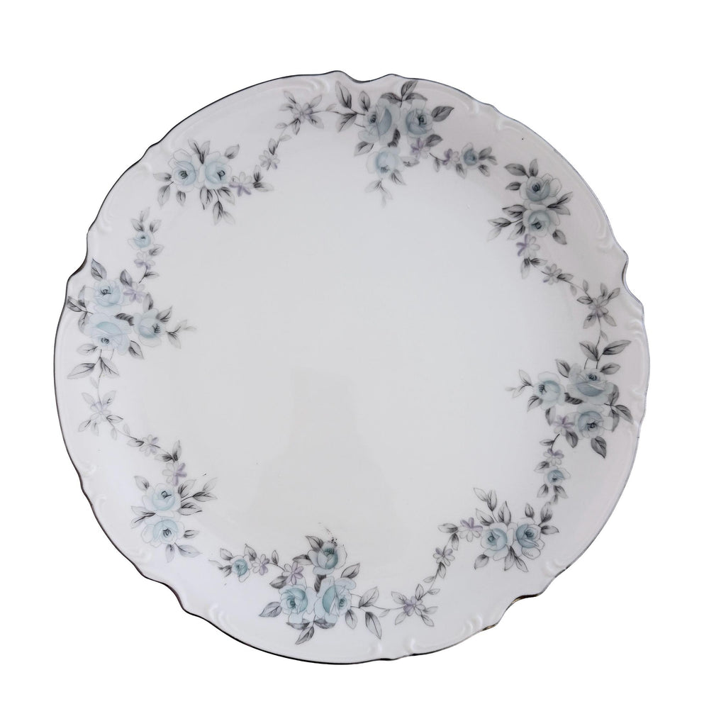 Vintage Mikasa Barbizon Fine China Serving Platter 12" | Blue Floral Chop Plate | Japan