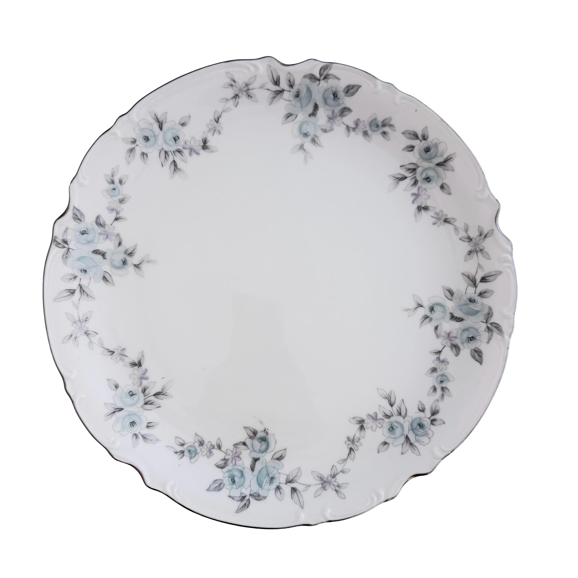 Vintage Mikasa Barbizon Fine China Serving Platter 12" | Blue Floral Chop Plate | Japan