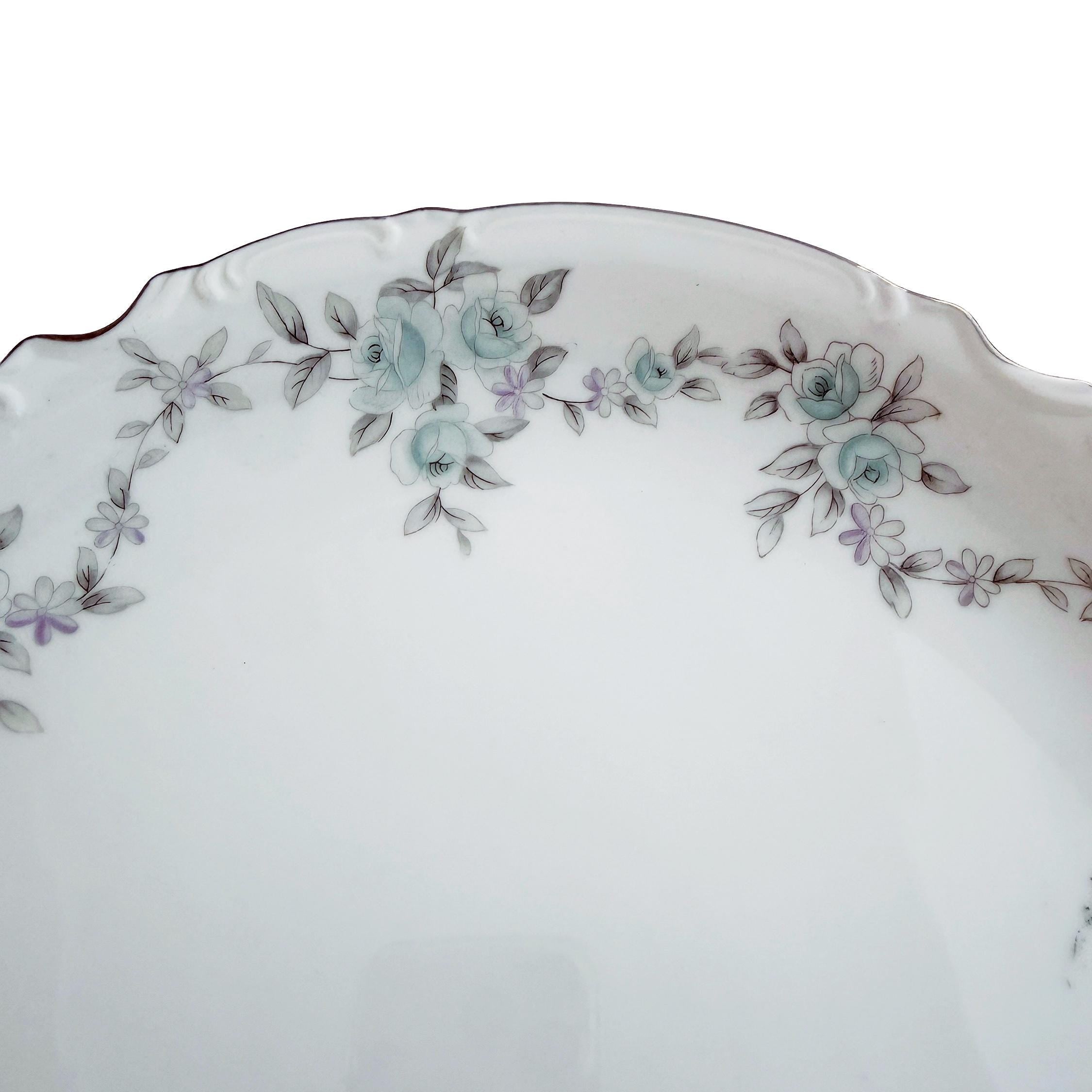 Vintage Mikasa Barbizon Fine China Serving Platter 12" | Blue Floral Chop Plate | Japan