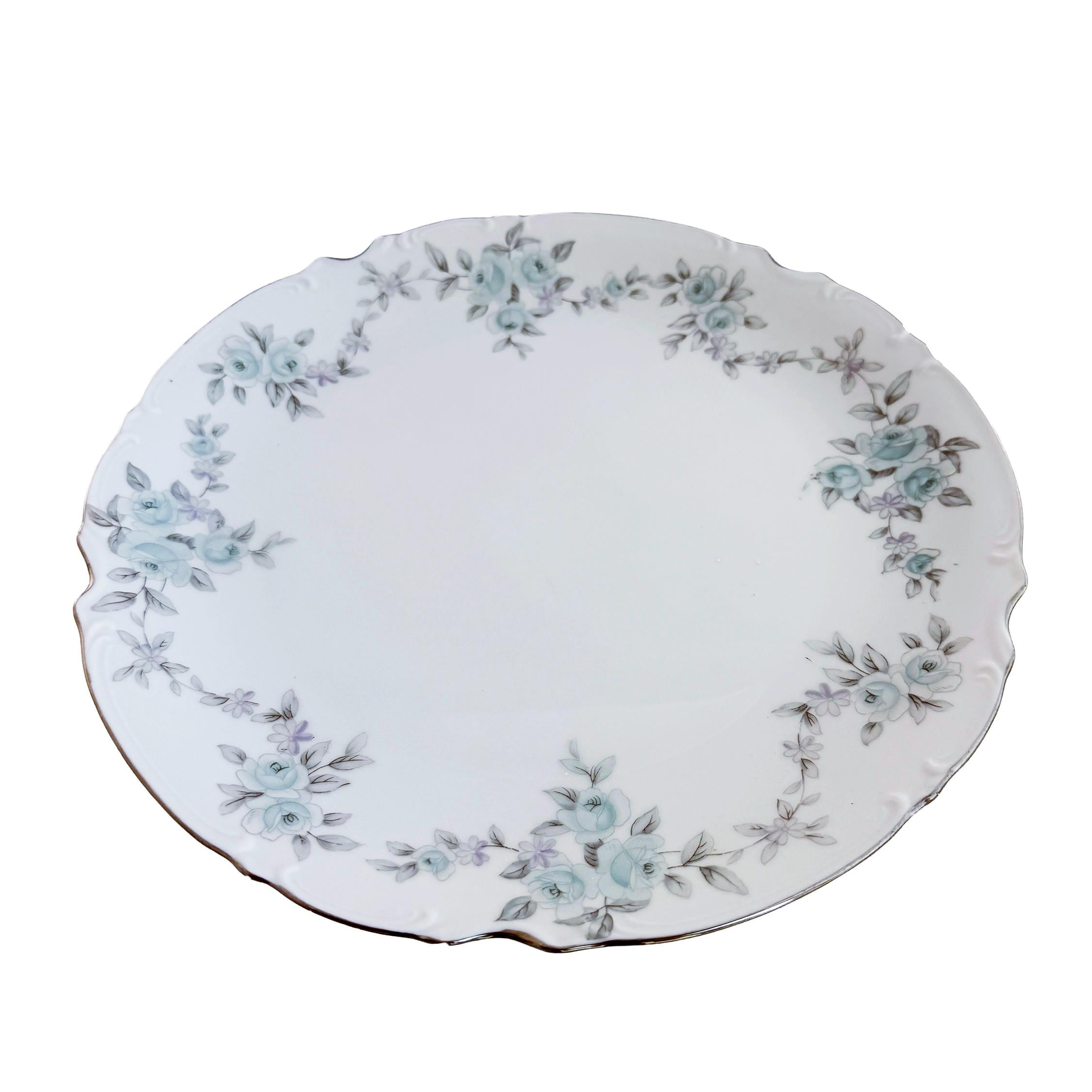 Vintage Mikasa Barbizon Fine China Serving Platter 12" | Blue Floral Chop Plate | Japan