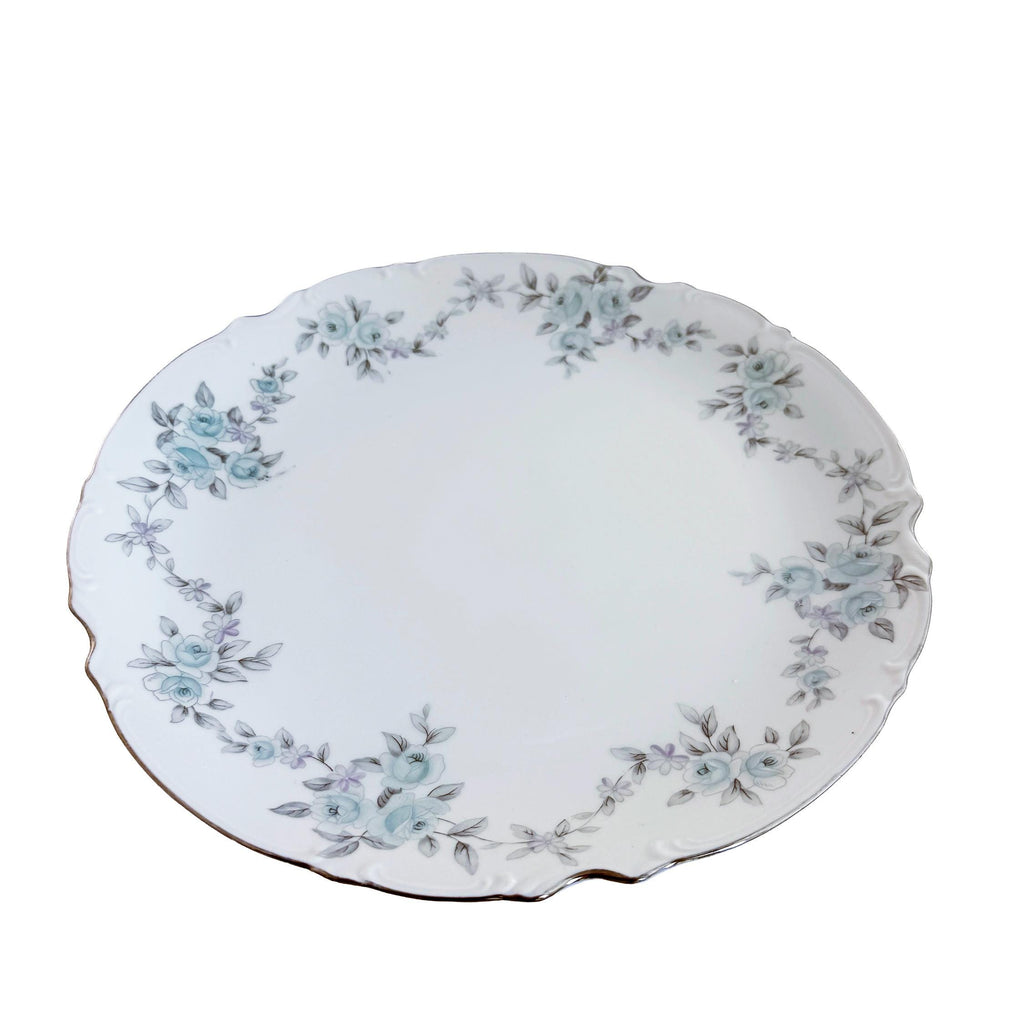 Vintage Mikasa Barbizon Fine China Serving Platter 12" | Blue Floral Chop Plate | Japan