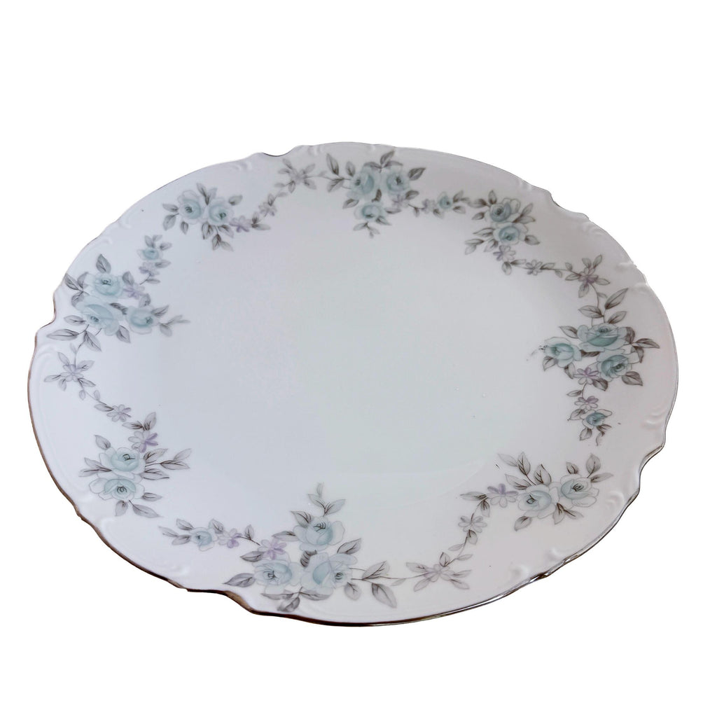 Vintage Mikasa Barbizon Fine China Serving Platter 12" | Blue Floral Chop Plate | Japan