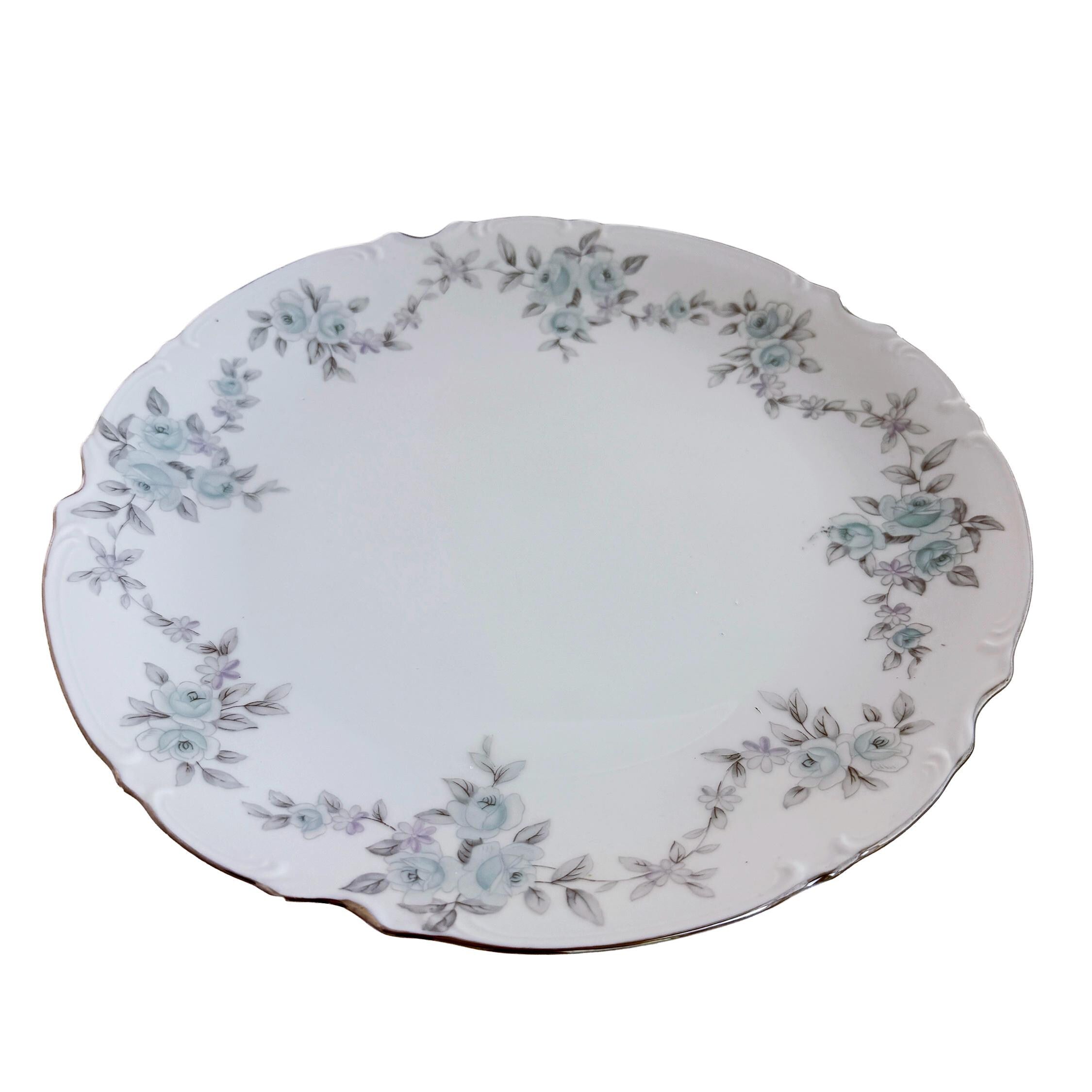 Vintage Mikasa Barbizon Fine China Serving Platter 12" | Blue Floral Chop Plate | Japan