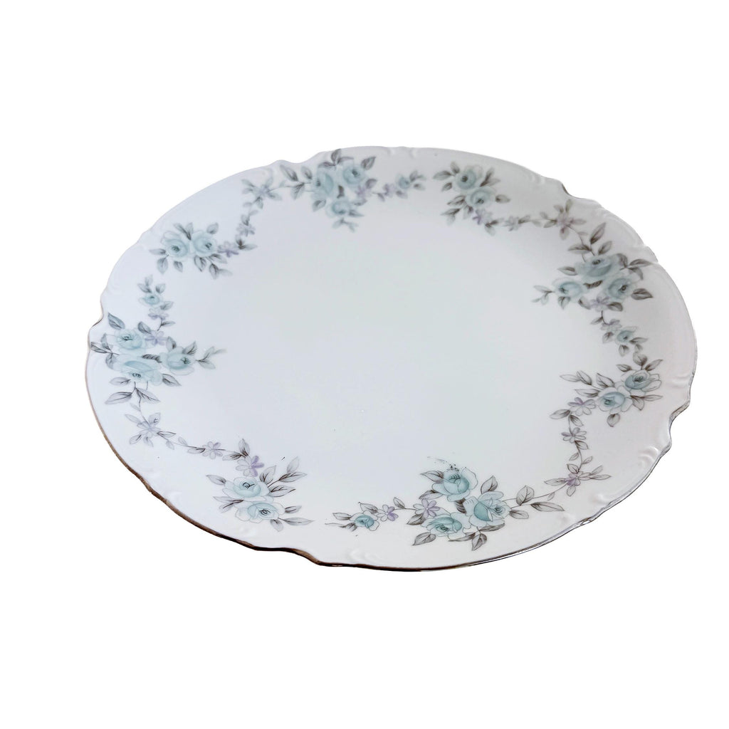 Vintage Mikasa Barbizon Fine China Serving Platter 12" | Blue Floral Chop Plate | Japan