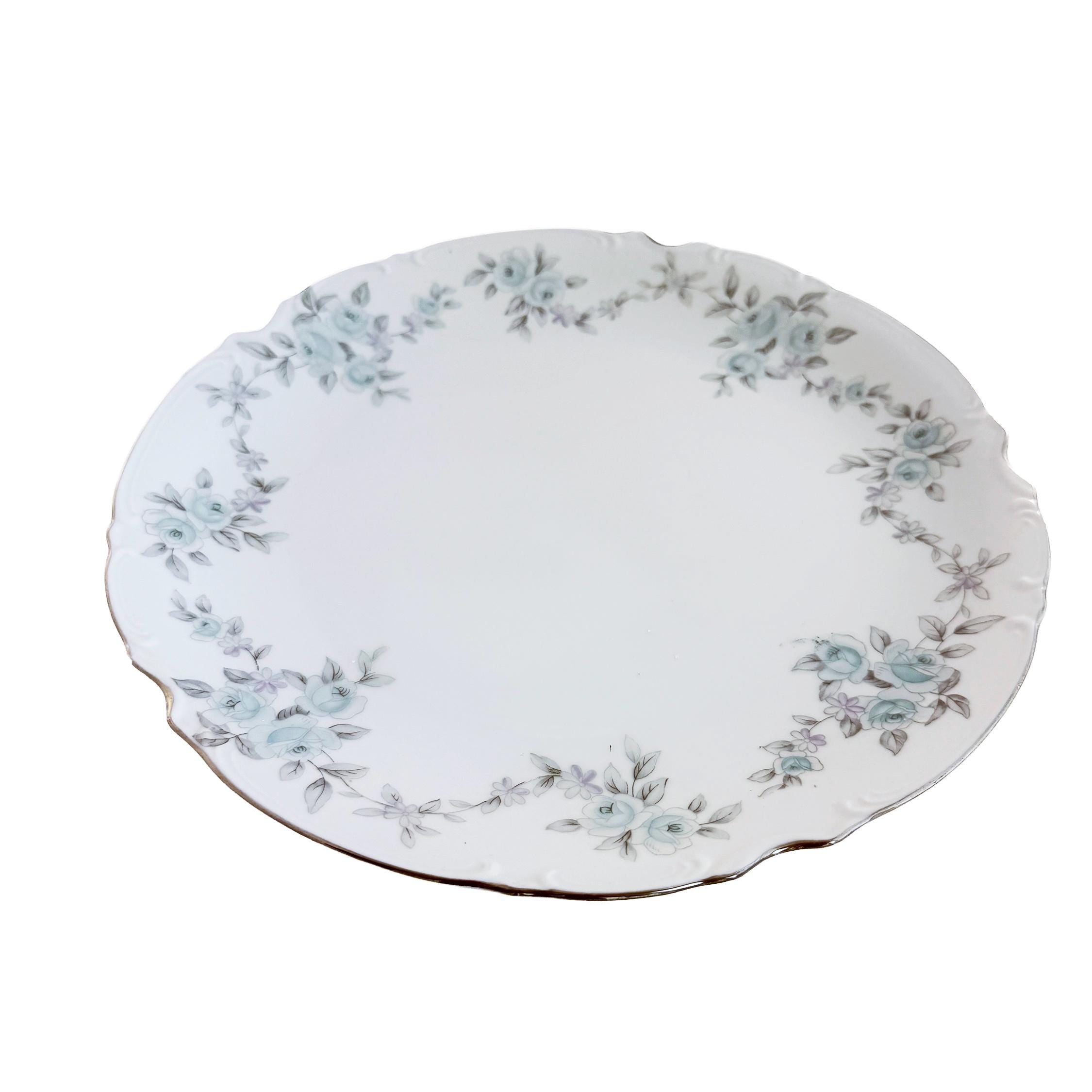 Vintage Mikasa Barbizon Fine China Serving Platter 12" | Blue Floral Chop Plate | Japan