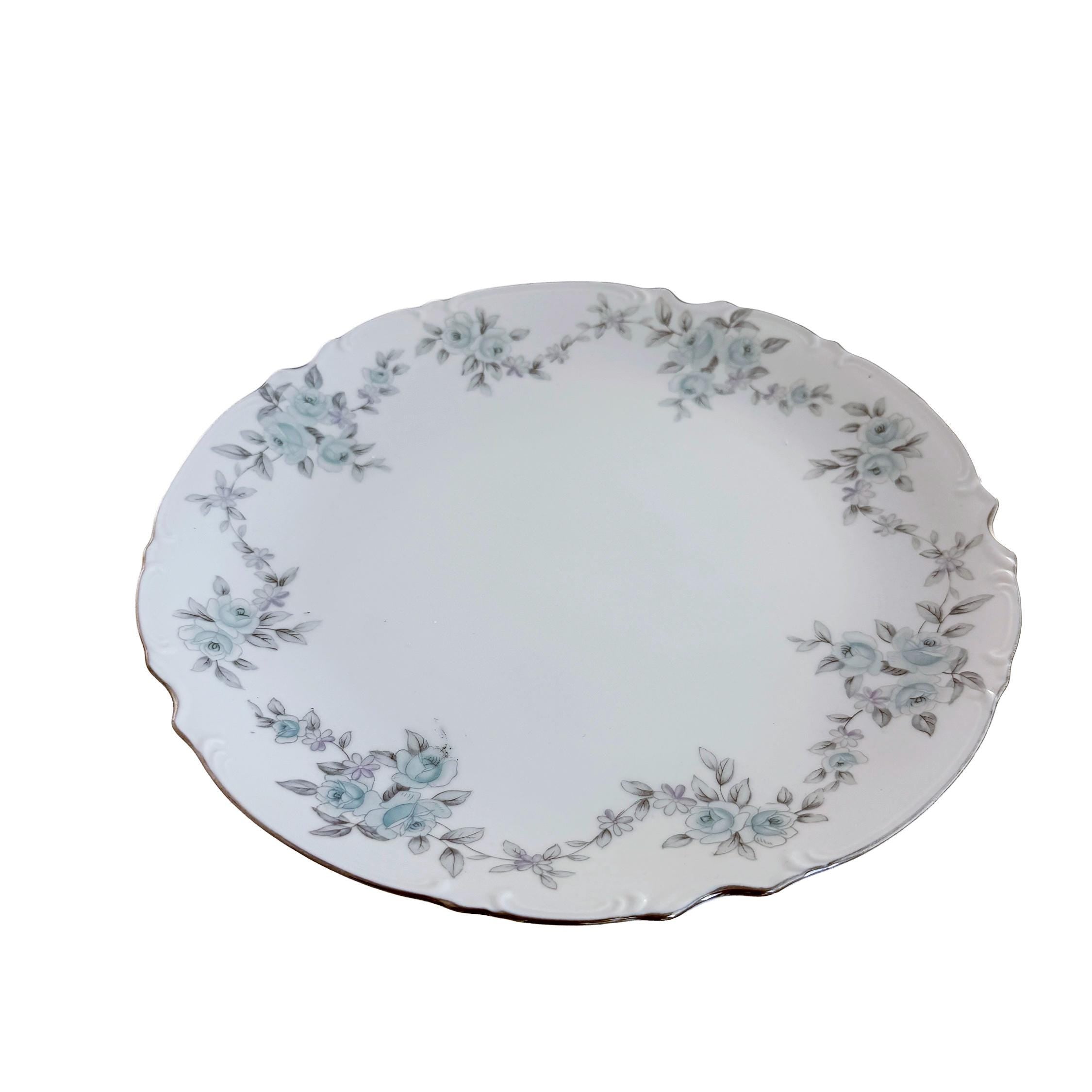 Vintage Mikasa Barbizon Fine China Serving Platter 12" | Blue Floral Chop Plate | Japan
