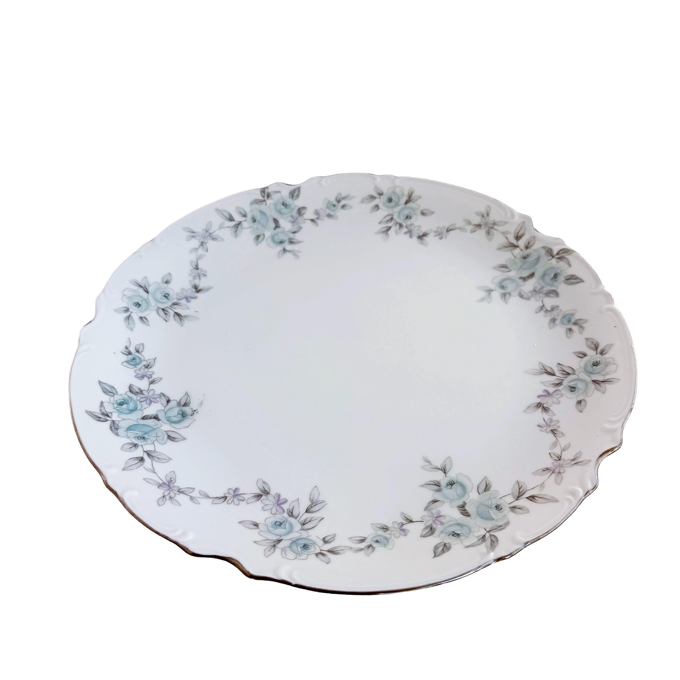 Vintage Mikasa Barbizon Fine China Serving Platter 12" | Blue Floral Chop Plate | Japan