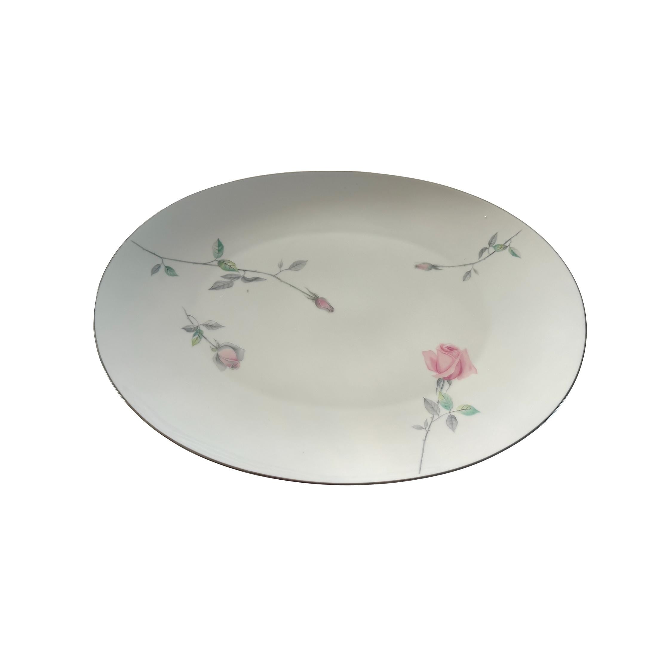 Vintage Sango Etude Pink Rose Oval Serving Platter 16"x12"