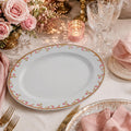 Antique J&C Bavaria Oval Serving Platter 14" | Pink Rose Gold Greek Key | Jaeger & Co China
