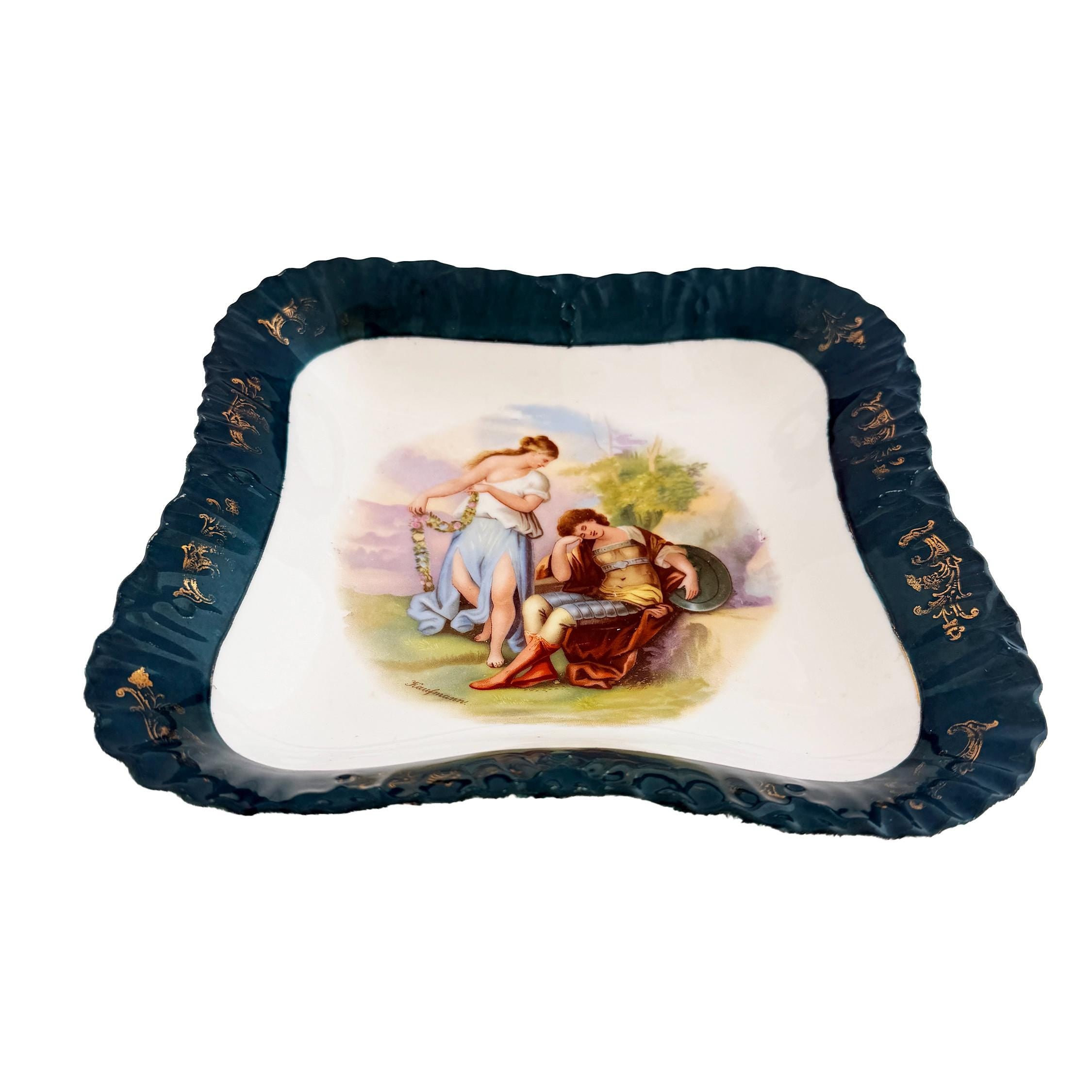 Victorian Cobalt Blue Cabinet Plate | Victoria Carlsbad Austria circa 1890 | Antique Wall Decor